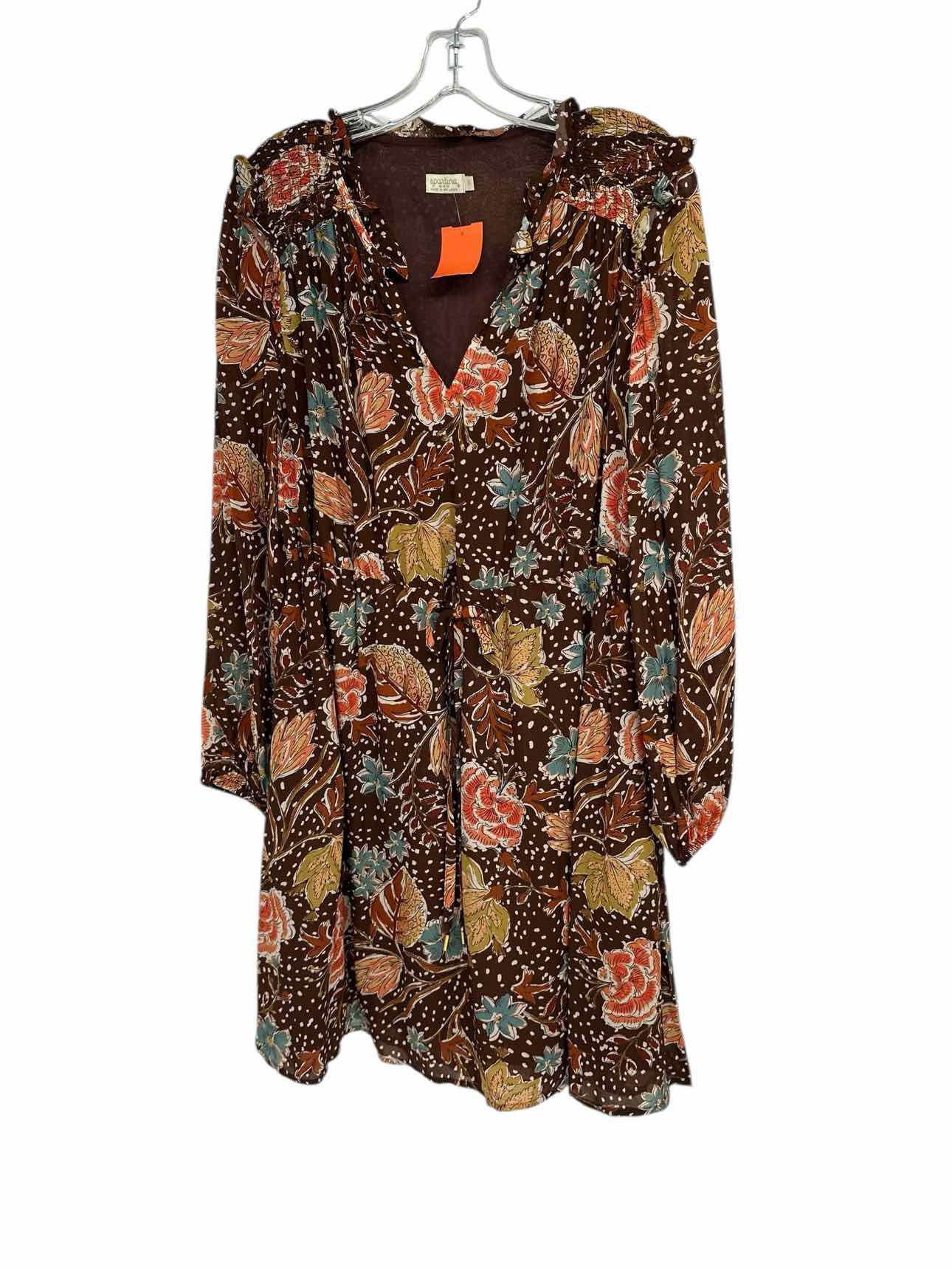 Spartina 449 Aisley Dress Long Sleeve Brown Print Dress Size S **NEW**