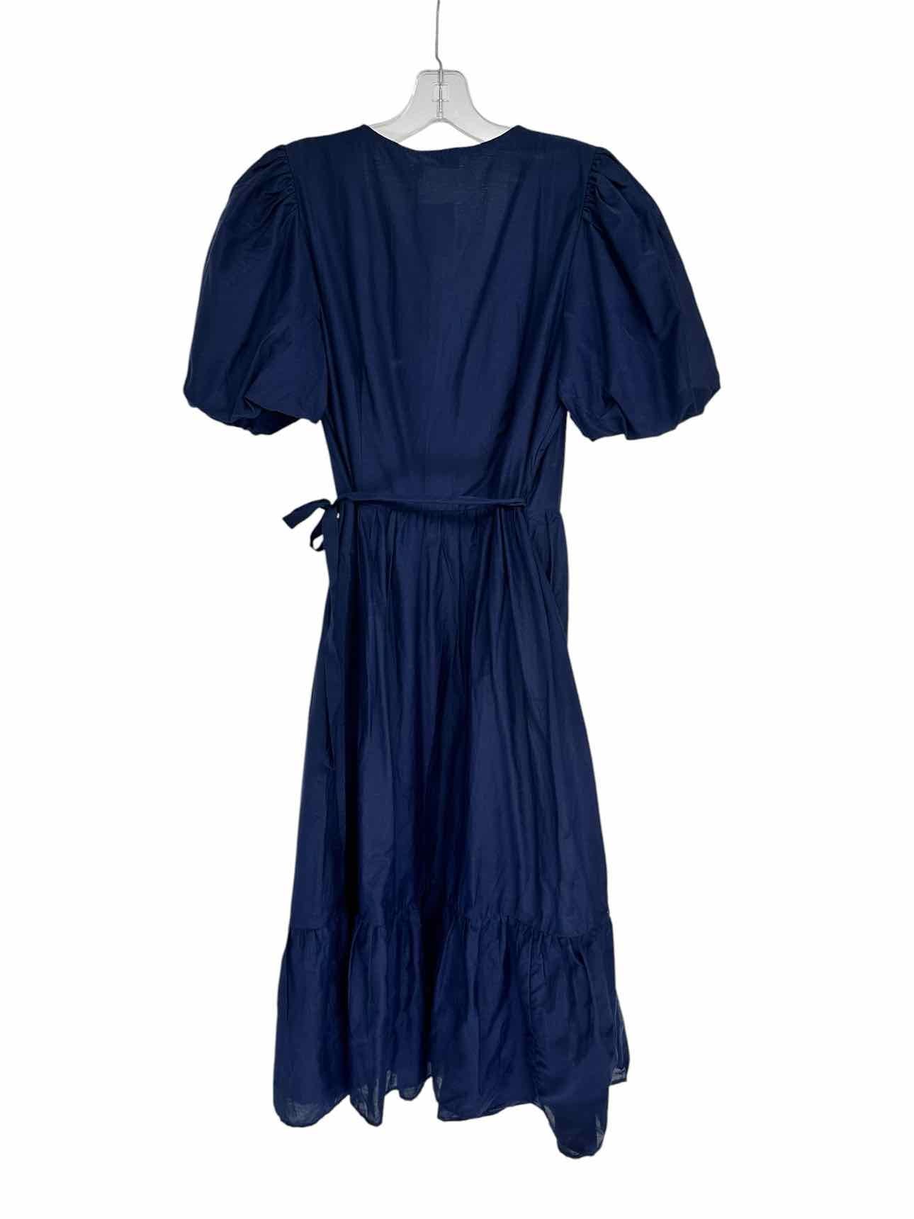 Vineyard Vines Puff Sleeve Wrap Midi Navy Size S **NEW**