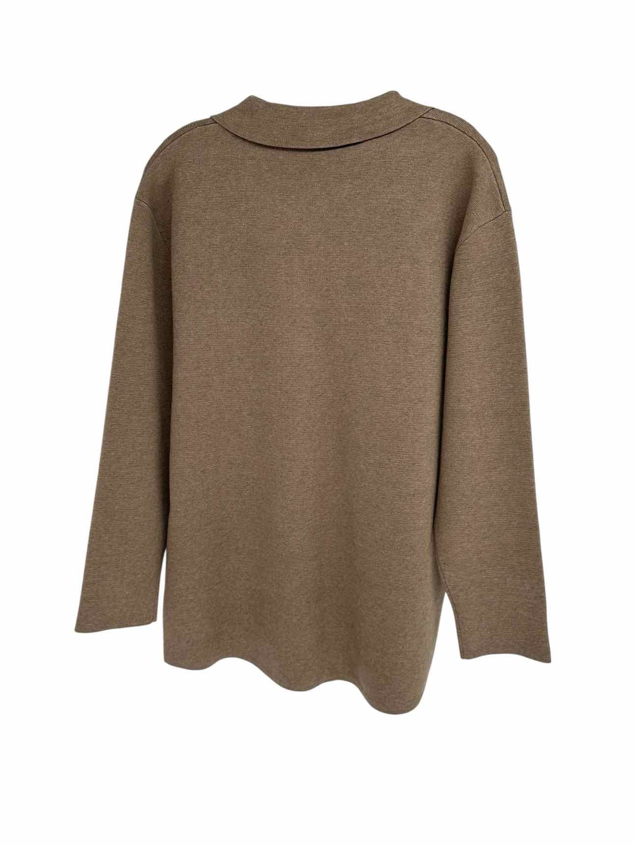 Quince Eco-Knit Milano Stitch Oversized Shirt Jacket Tan Size XS