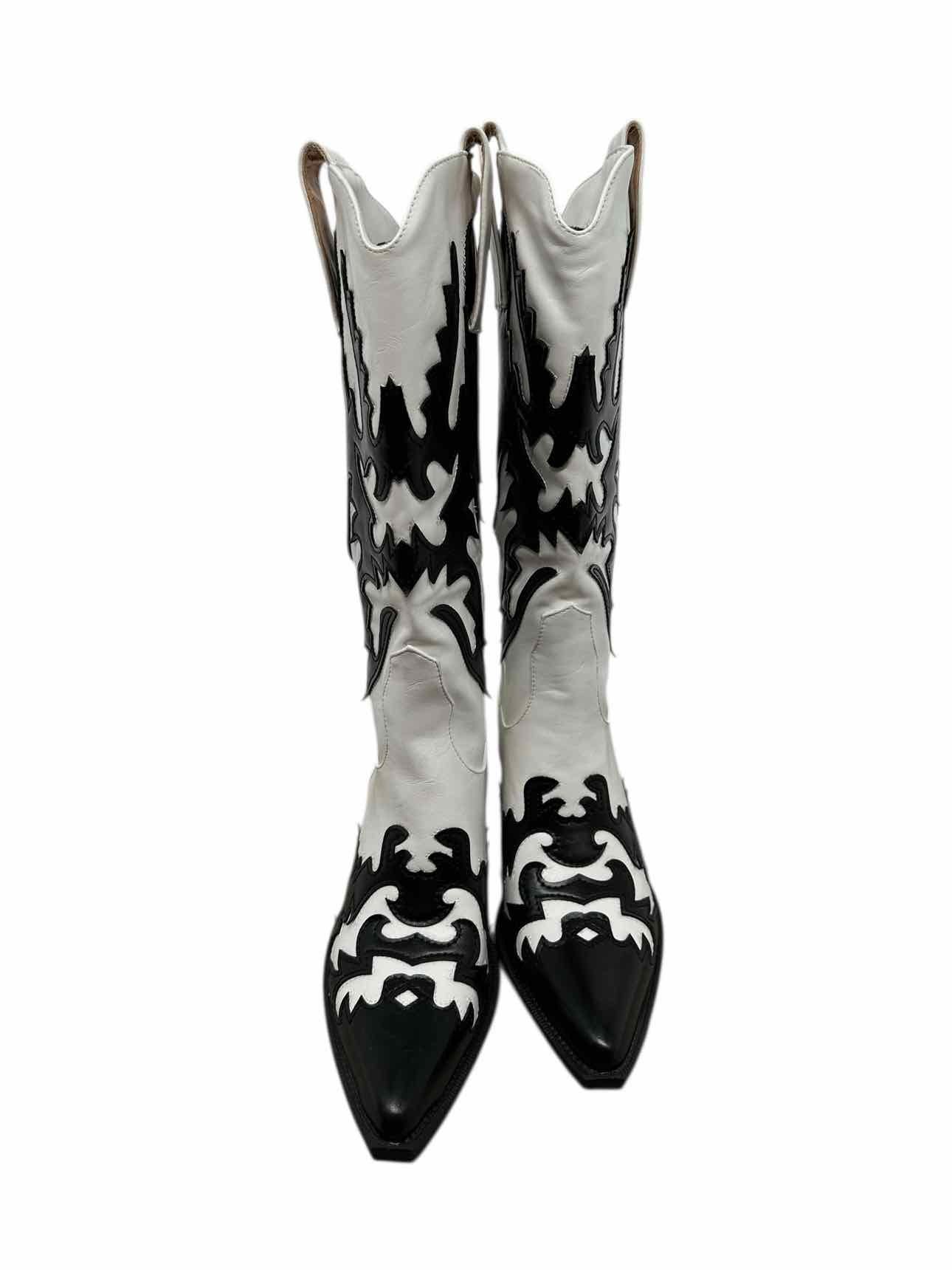 Ann Creek White/Black Cowboy Boots Shoe Size 6.5 **NEW**