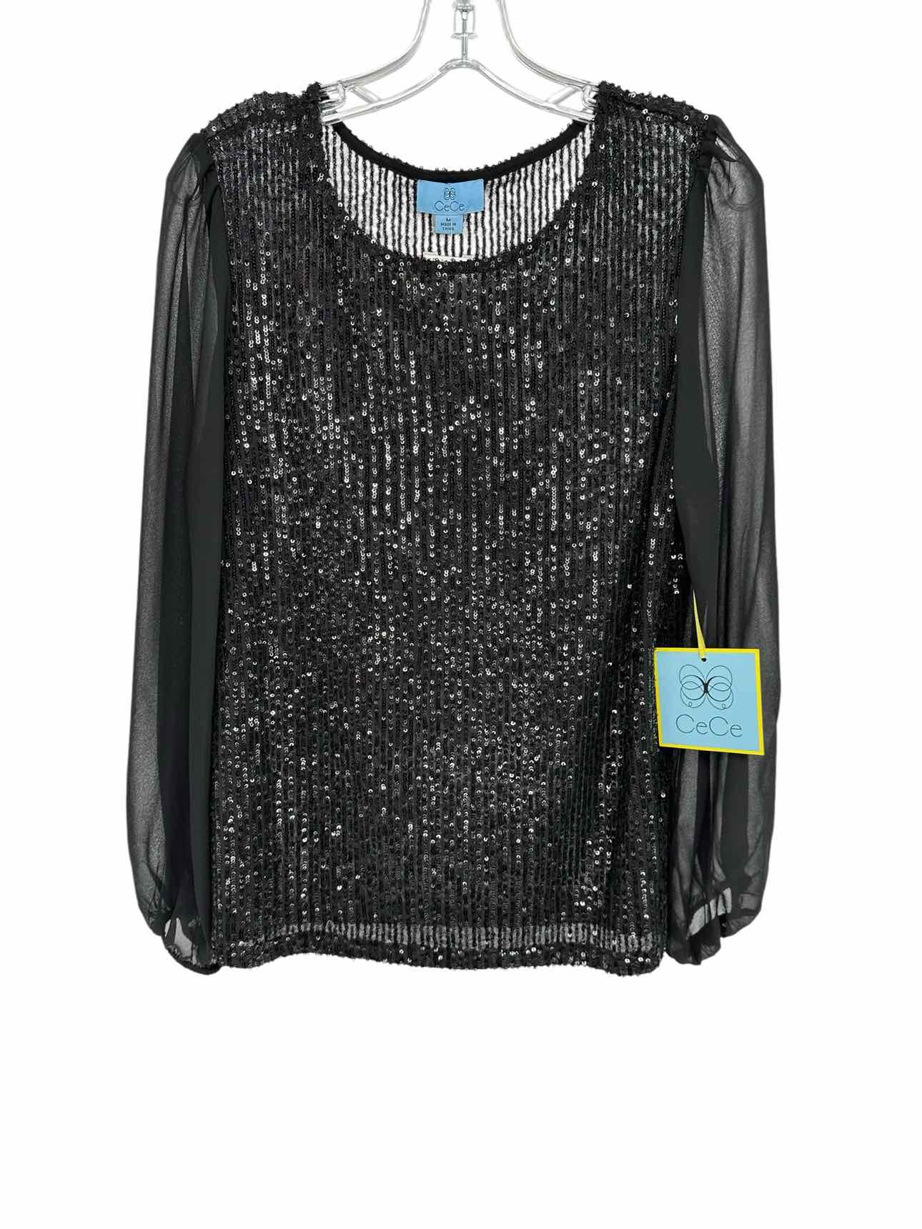 CeCe Black Size M Long Sleeve Top **NEW**