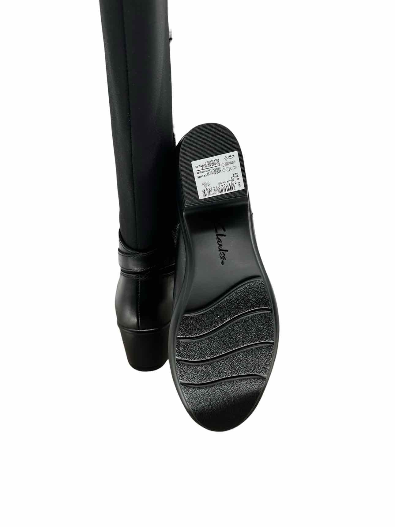 Clarks Malia Palms Tall Boots Black Shoe Size 9.5 **NEW**