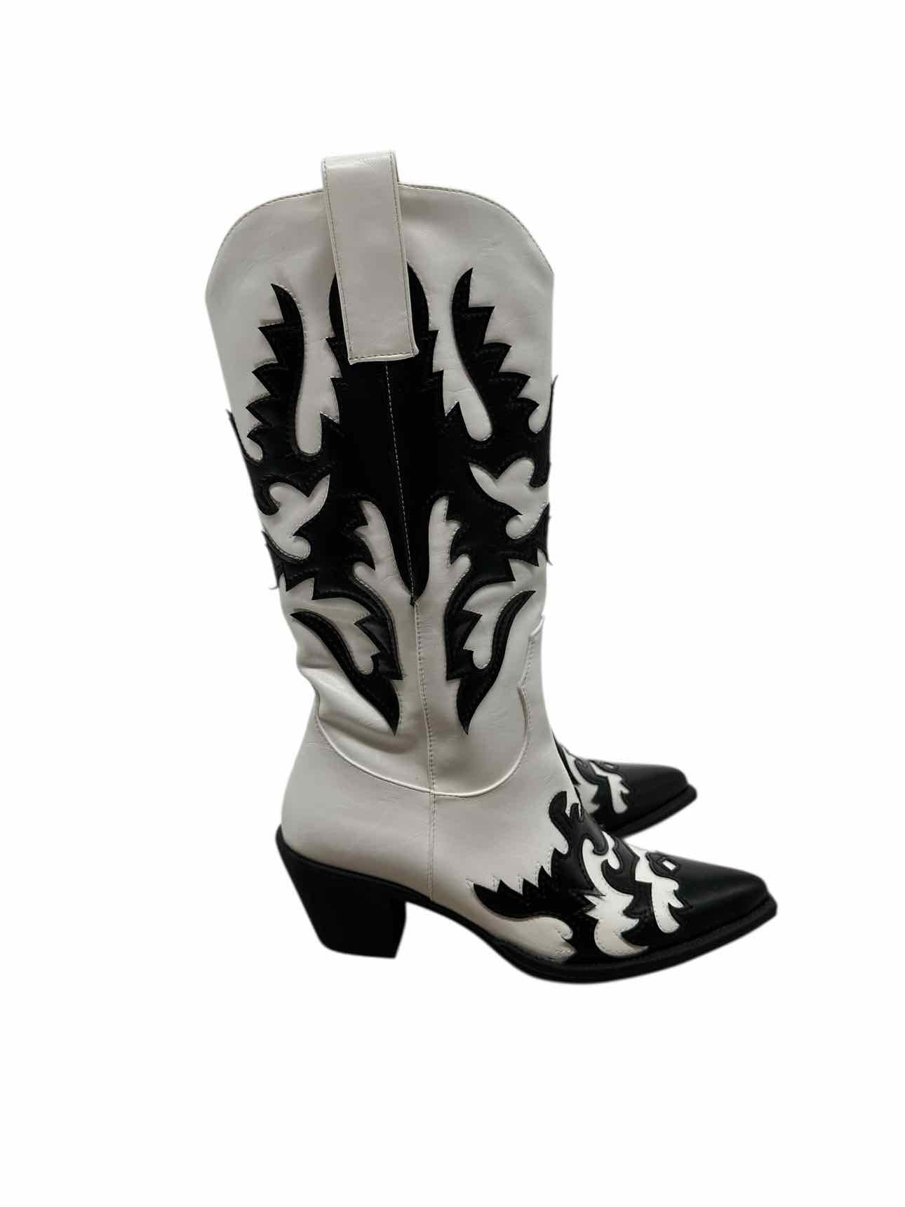 Ann Creek White/Black Cowboy Boots Shoe Size 6.5 **NEW**