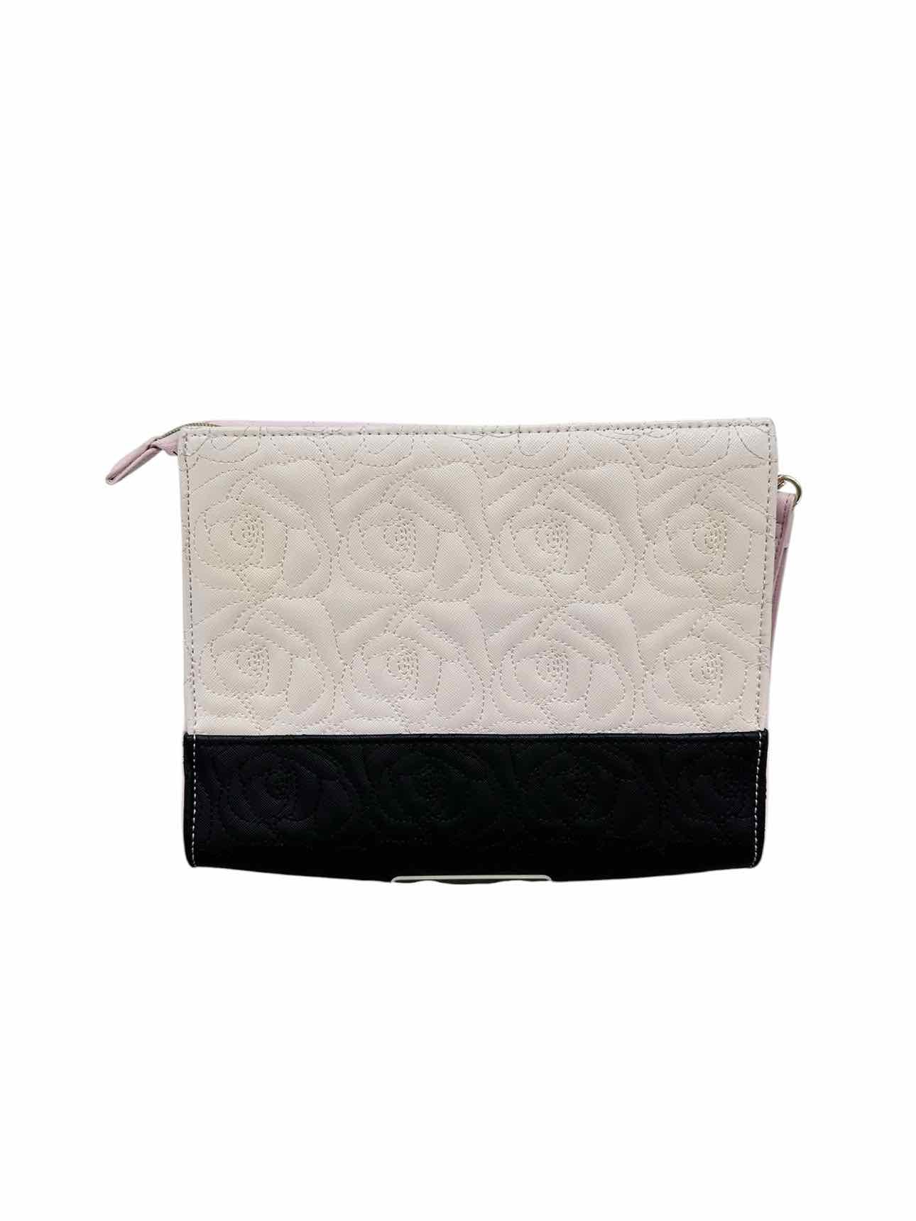 Betsey Johnson Rose Embroidered Off-white Vinyl Clutch
