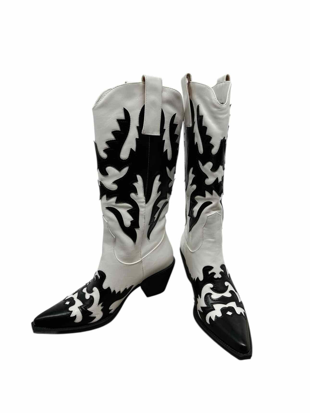 Ann Creek White/Black Cowboy Boots Shoe Size 6.5 **NEW**