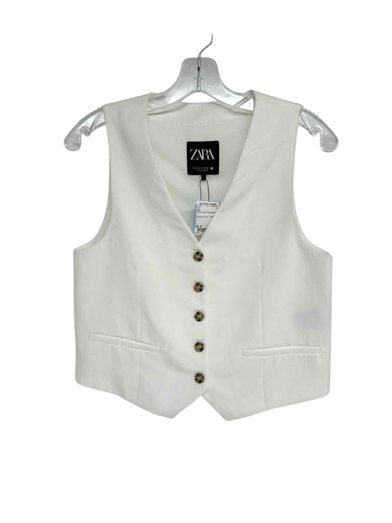 Zara White Vest Size S **NEW**