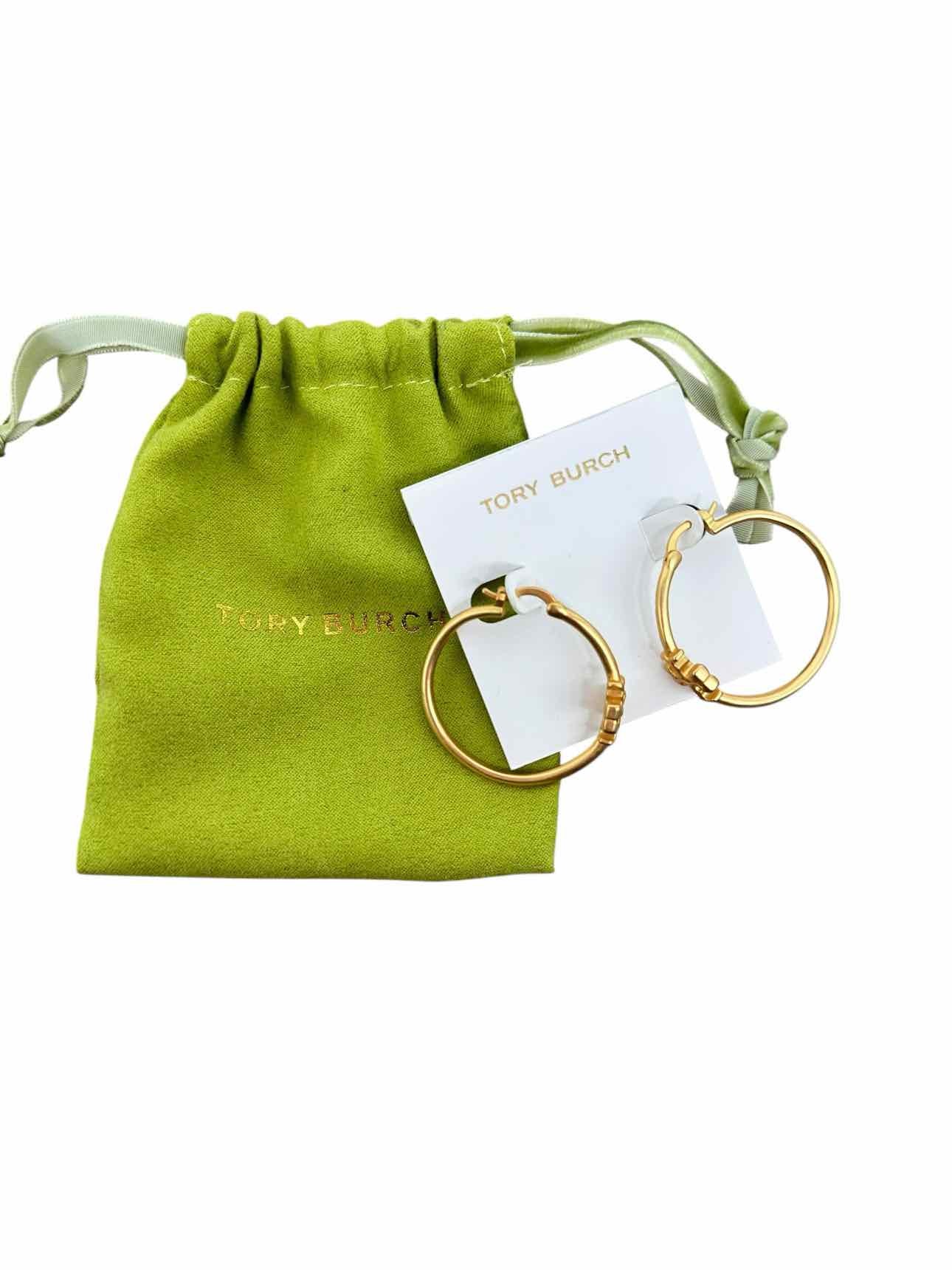 Tory Burch Kira Matte Gold Plated Hoop Earrings **NEW**
