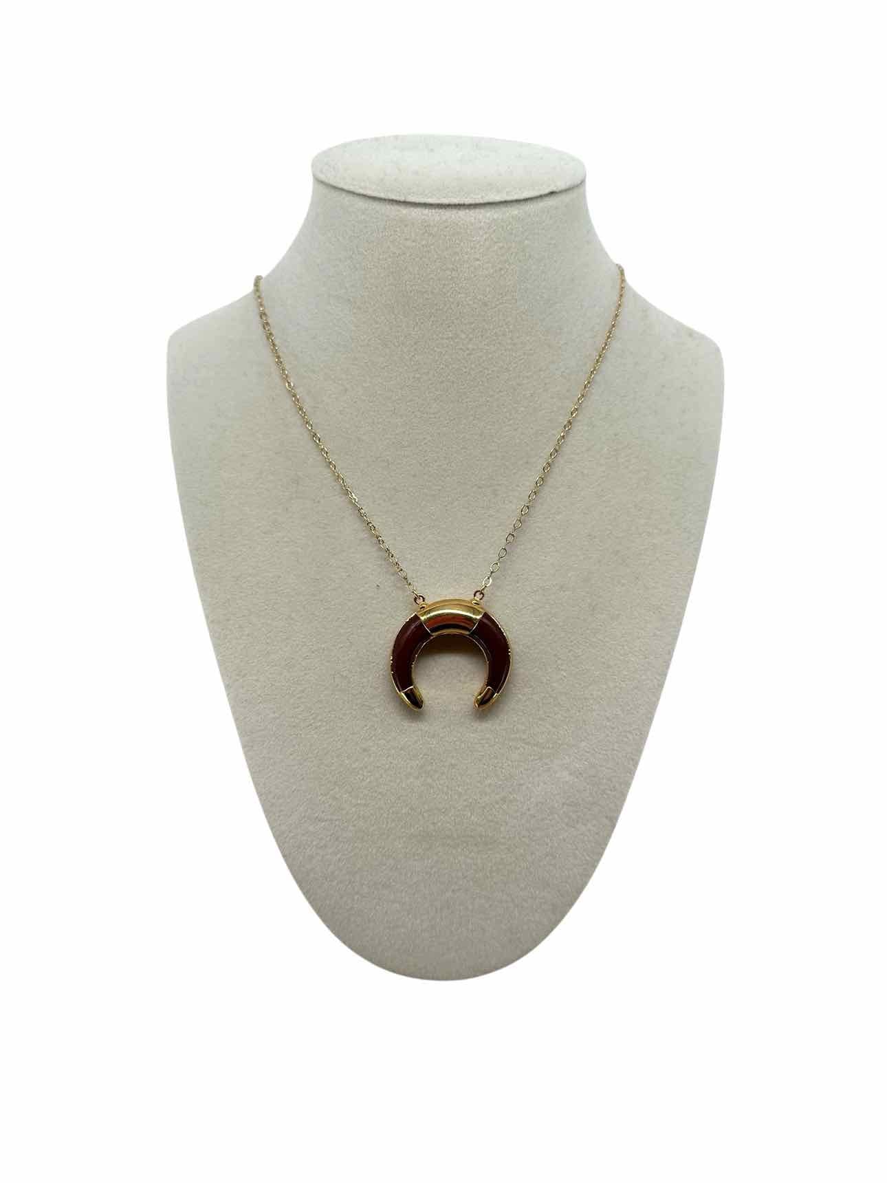 Elizabeth Stone Red Stone Crescent Necklace