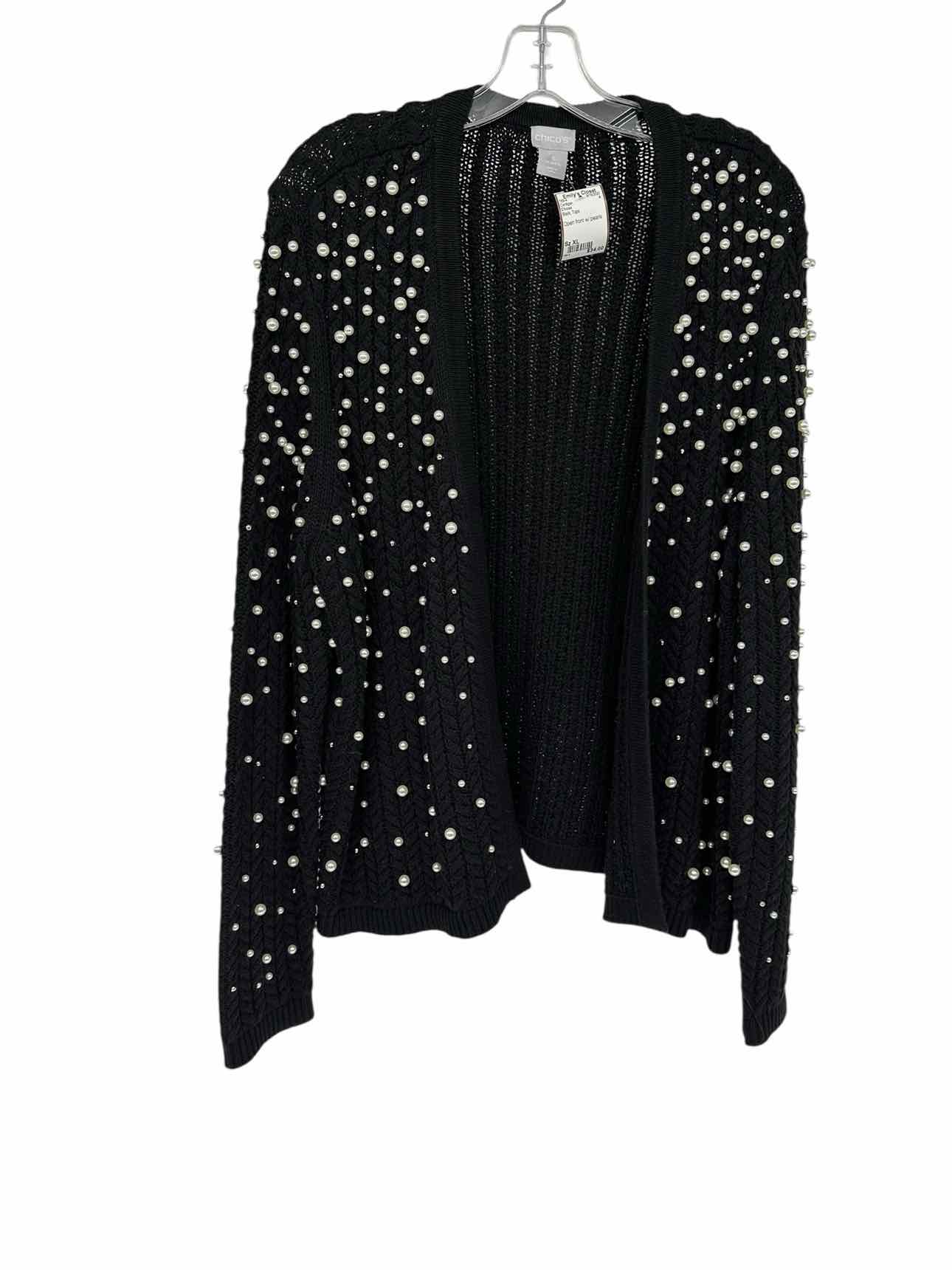 Chicos Black Pearls Cardigan Size XL