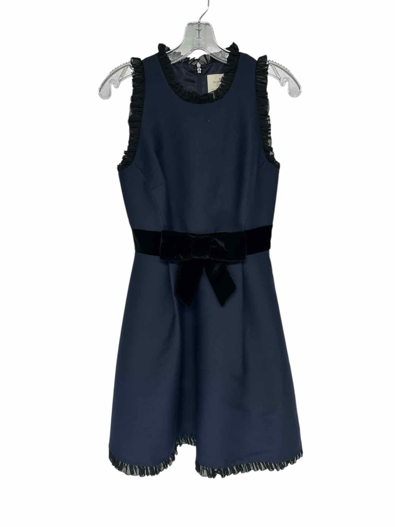 Kate Spade Sleeveless Fit & Flare w/ Velvet Bow Navy Dress Size 0