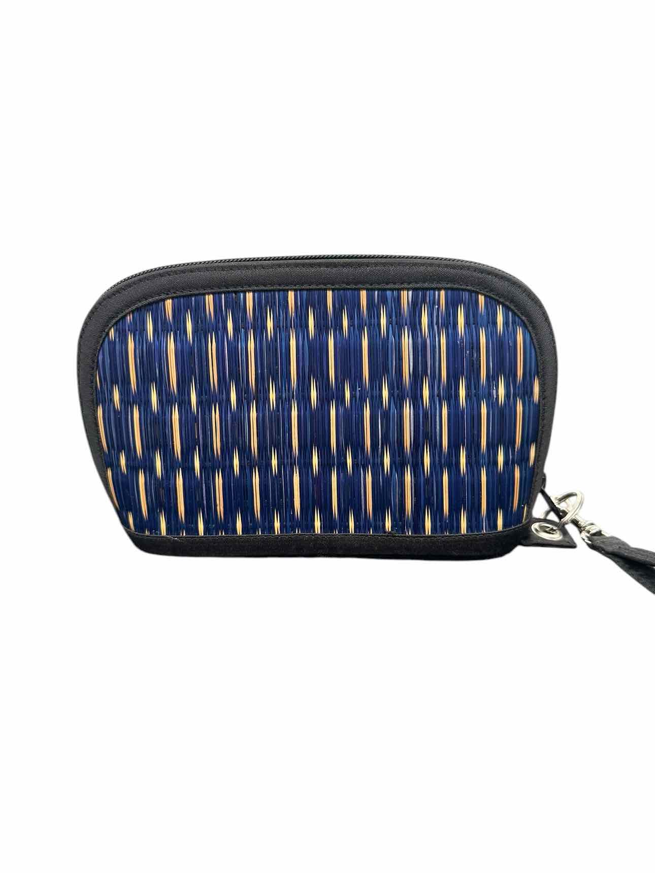 Baskets of Cambodia Blue Straw Wristlet