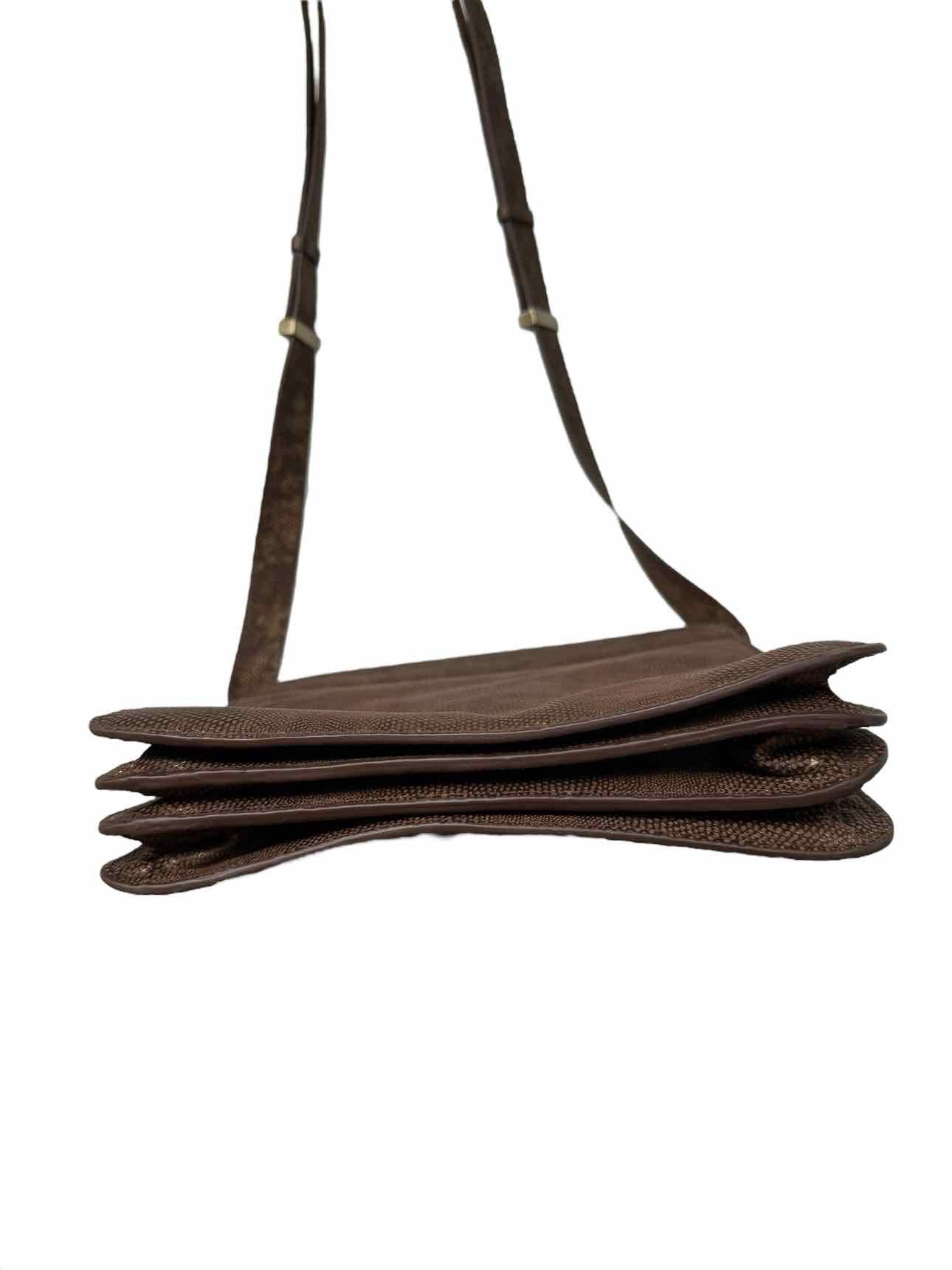 Worth Edith Bag Nugget Washed Snakeskin Embossed Brown Leather Crossbody **NEW**