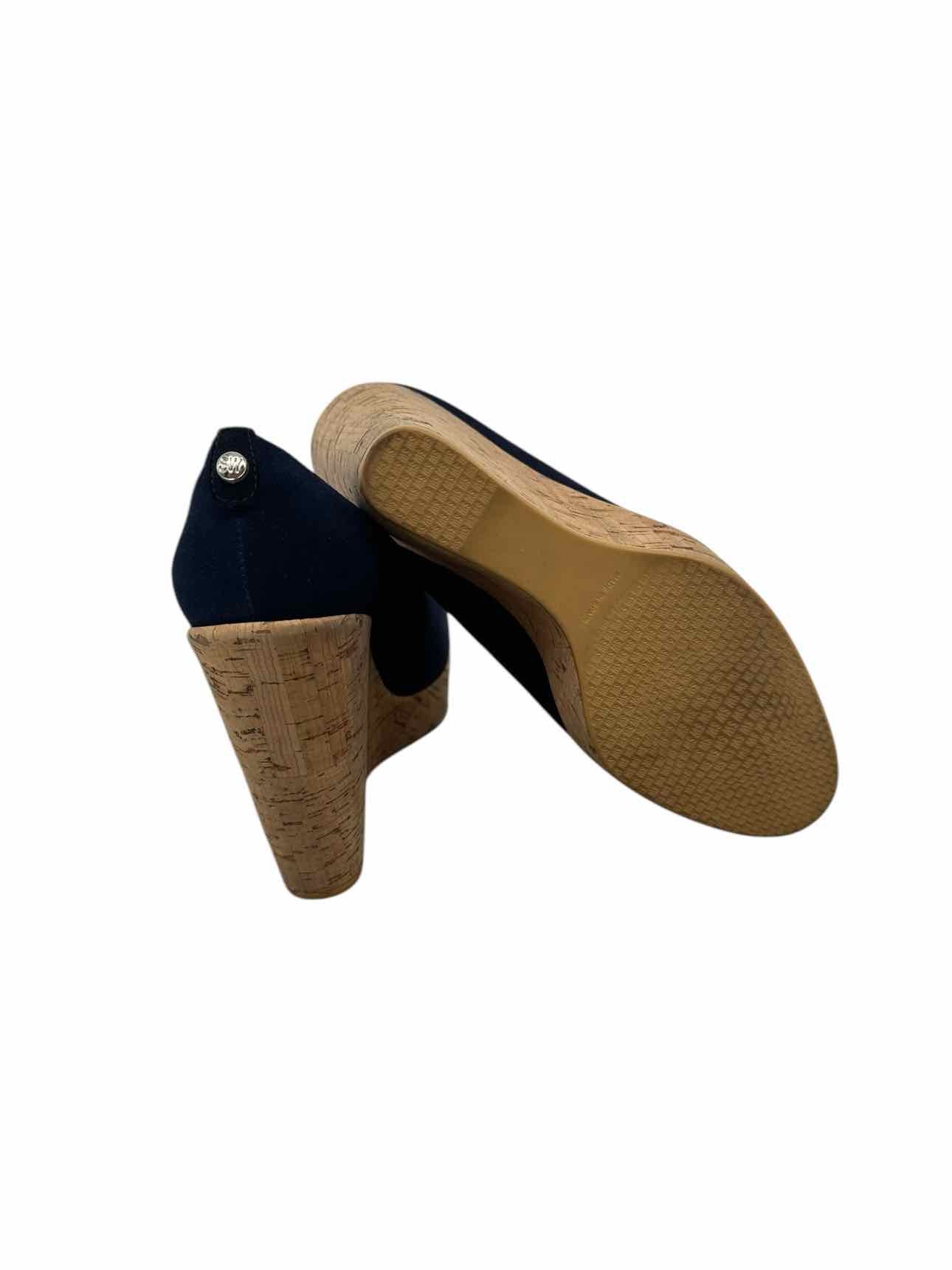 Stuart Weitzman Anna Cork Wedge Navy Shoe Size 9W