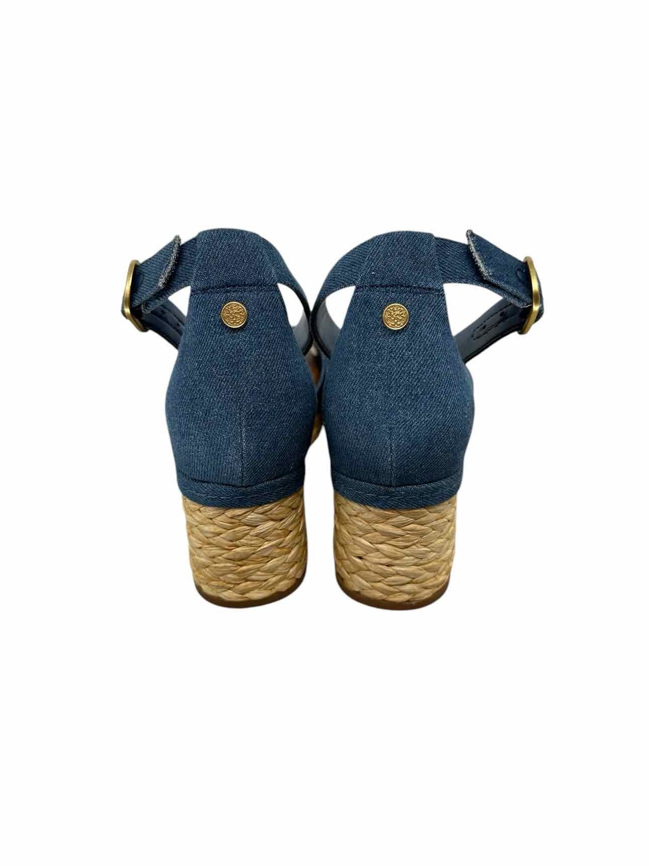Vince Camuto Blue Straw Wedge Sandals Shoe Size 9