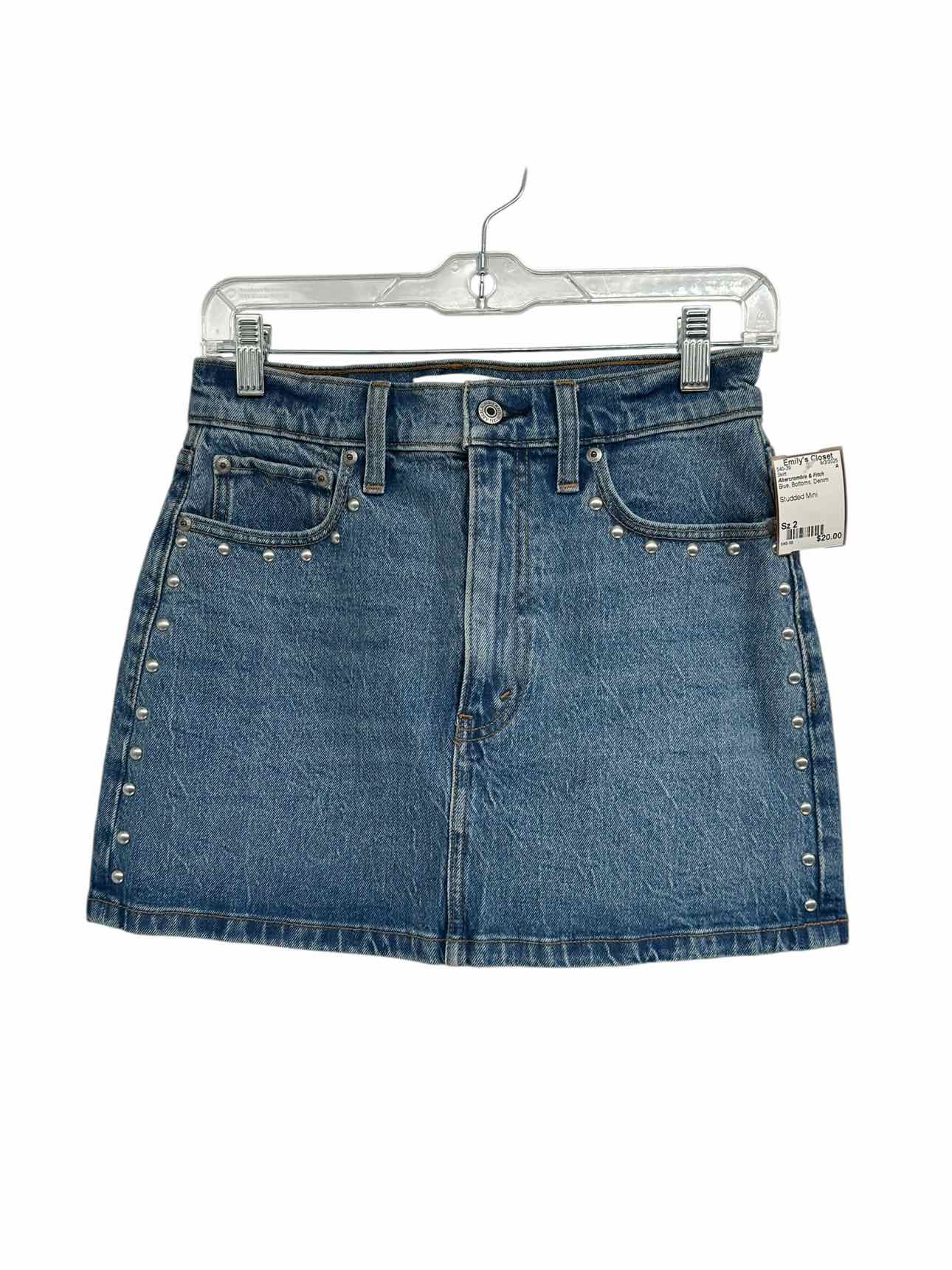 Abercrombie & Fitch Blue Jean Studded Mini Skirt Size 2