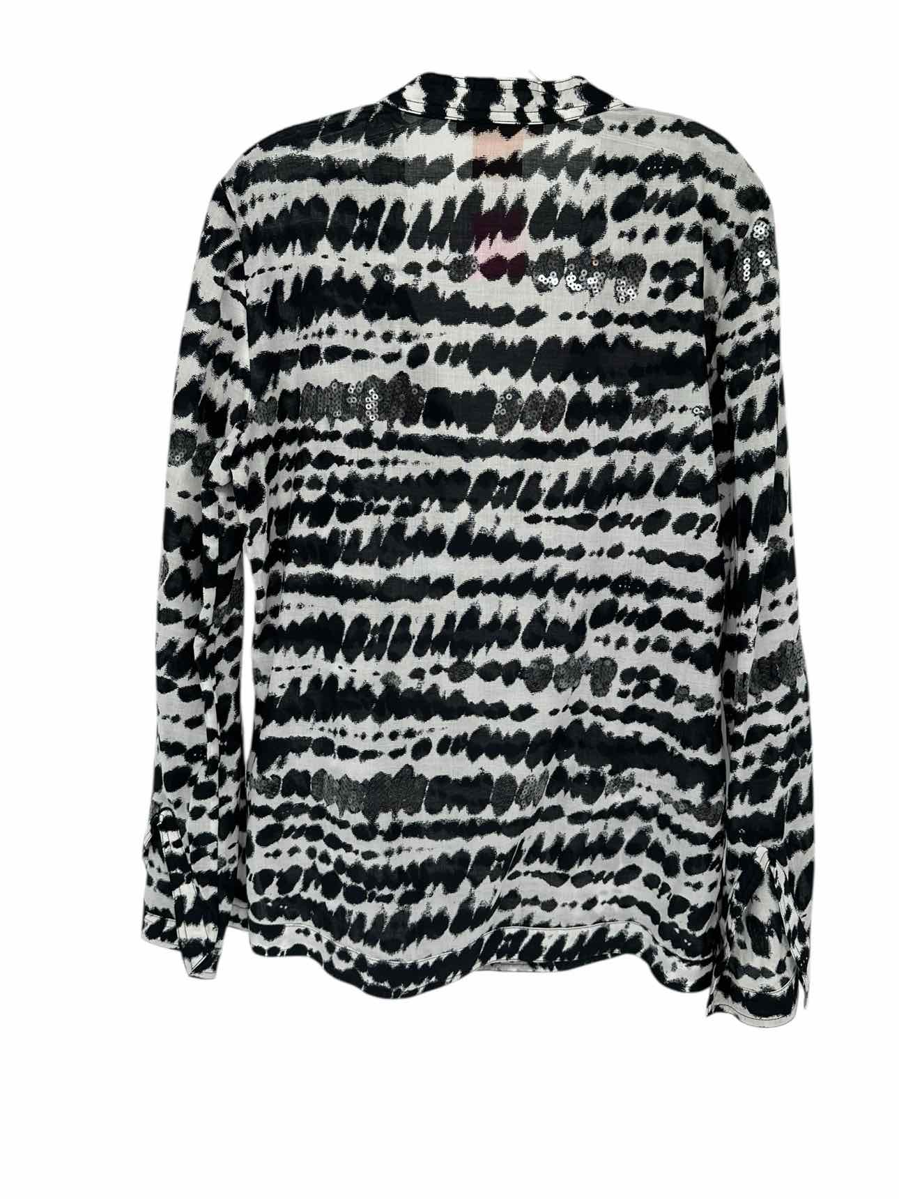 Tory Burch Black/White Long Sleeve Top Size 12