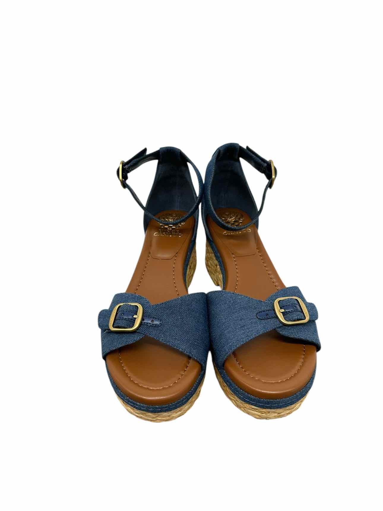 Vince Camuto Blue Straw Wedge Sandals Shoe Size 9