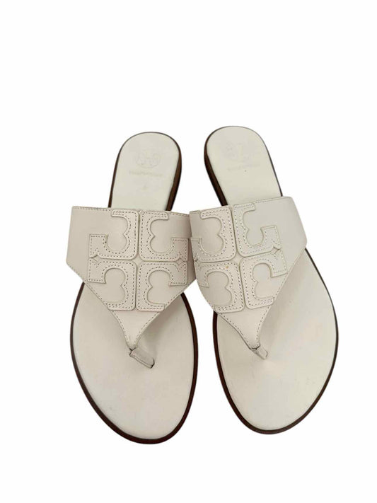 Tory Burch Jamie Dulce De Leche Thong Sandal White Shoe Size 8.5