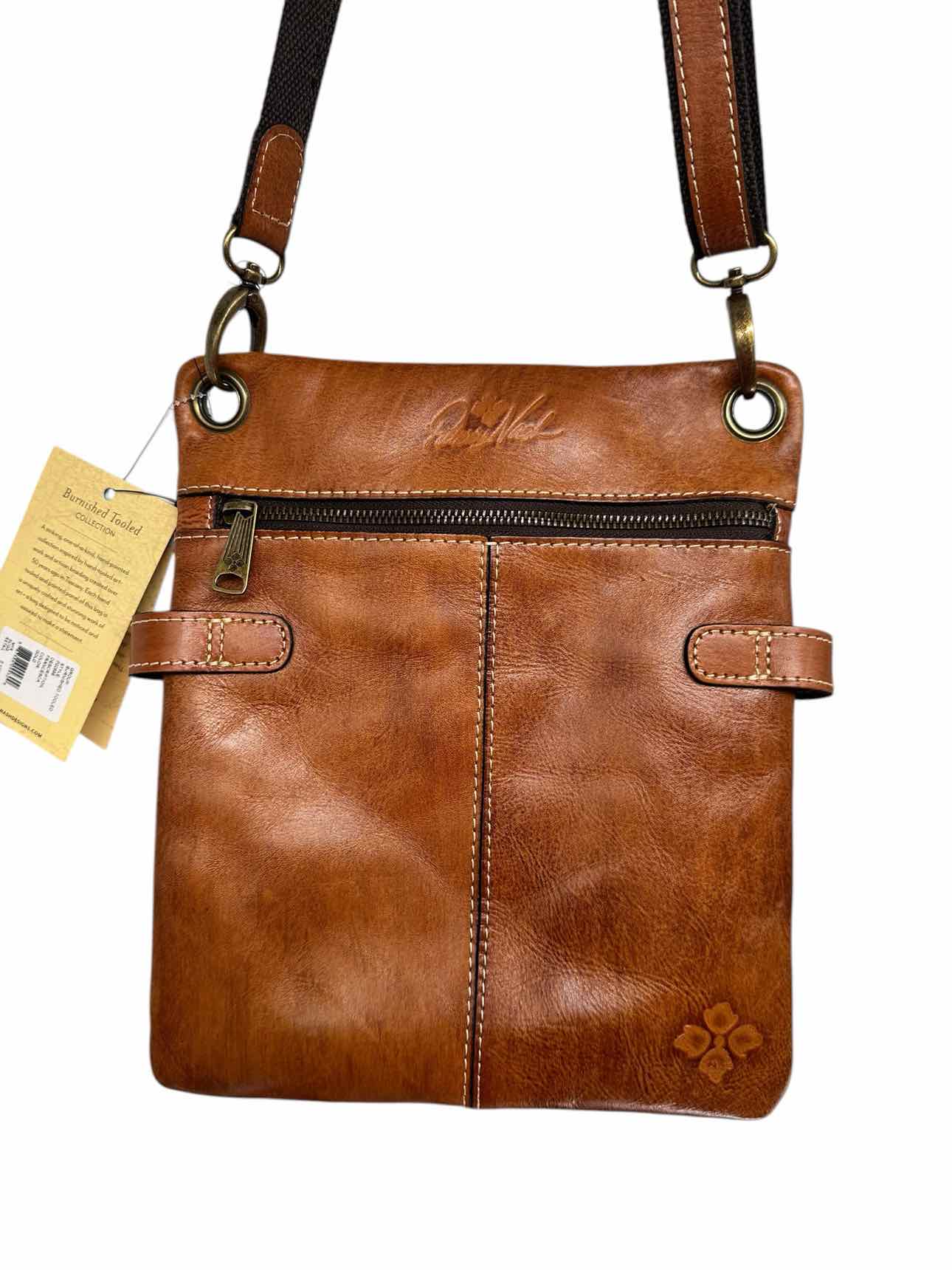 Patricia Nash Francesca Burnished Tooled Tan Leather Crossbody **NEW**