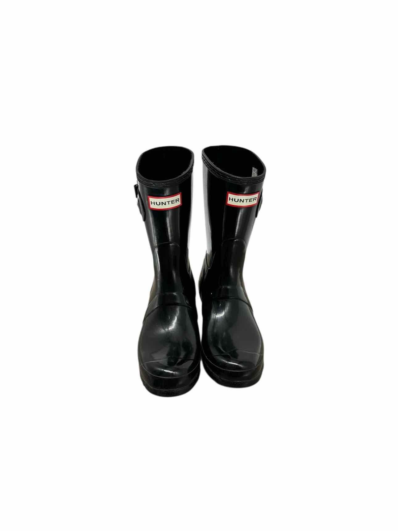 Hunter Original Short Glossy Black Rain Boots Shoe Size 6