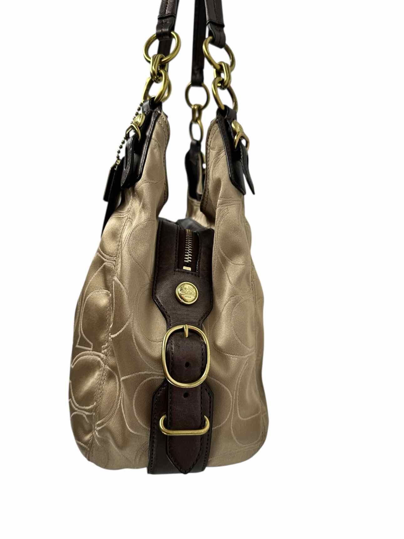 Coach Maggie Mia Signature Shoulder Bag w/ Leather Trim