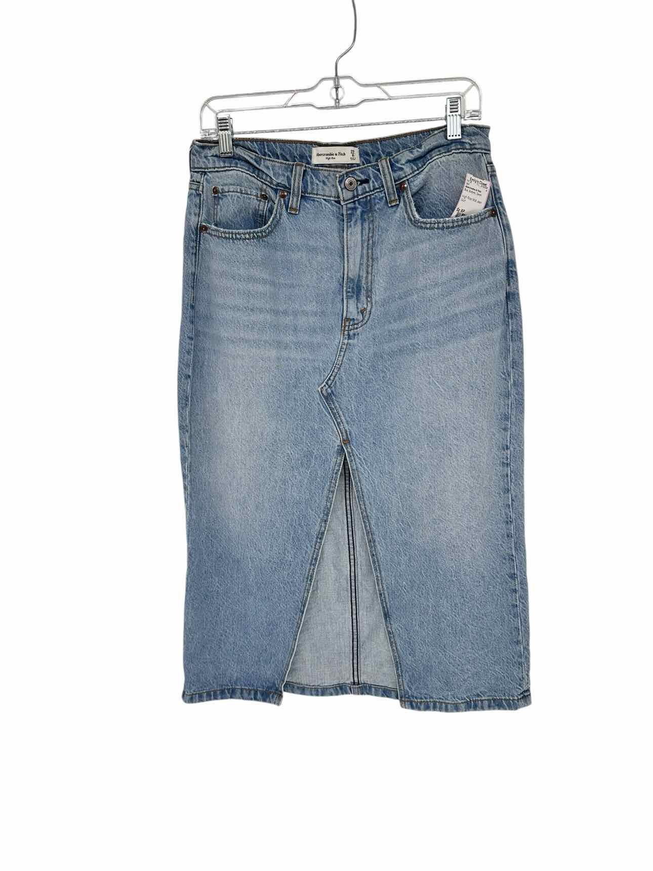 Abercrombie & Fitch High Rise Midi Jean Skirt Size 8P