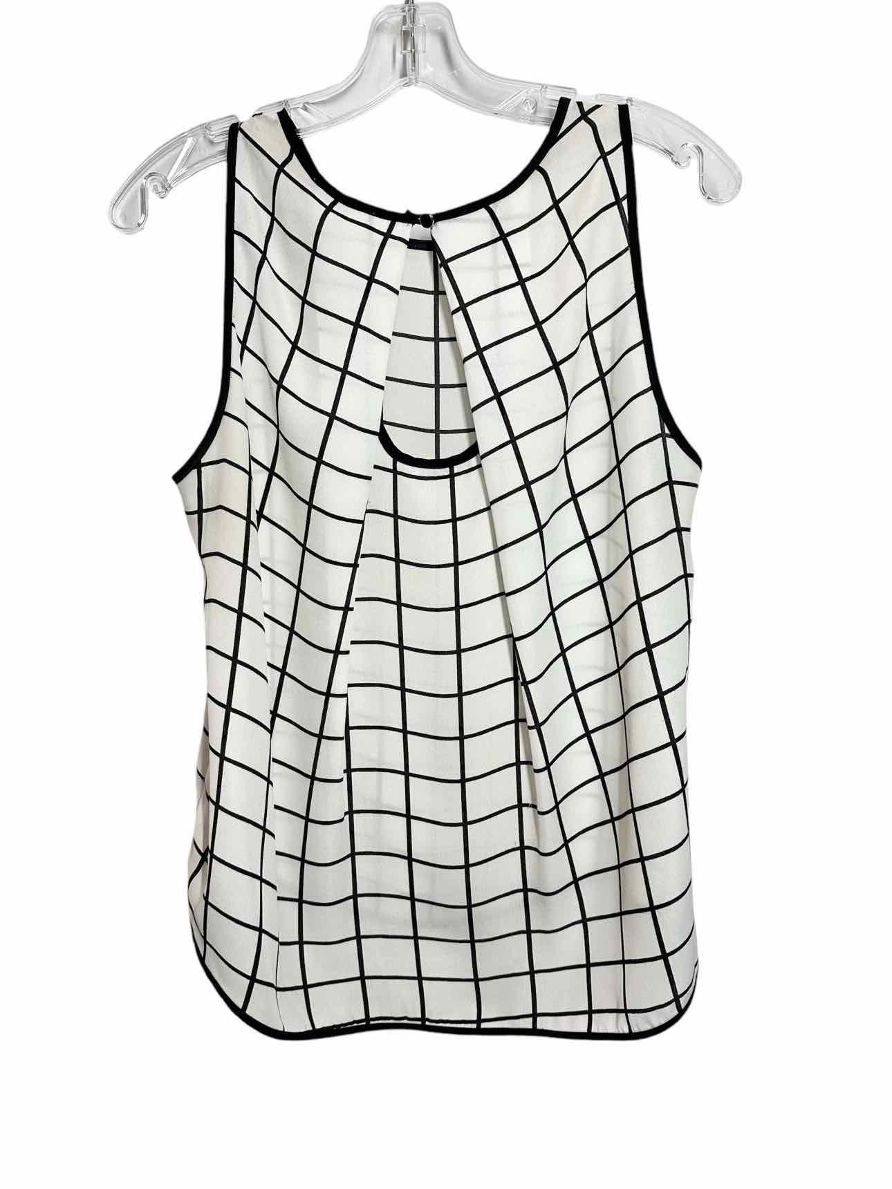 Monteau White/Black Size M Checkered Sleeveless Top