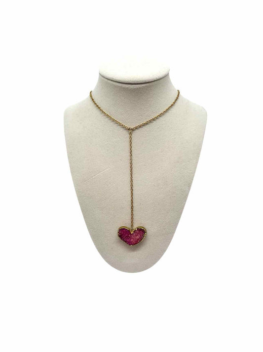 Oia Pink Druzy Agate Heart Y Necklace
