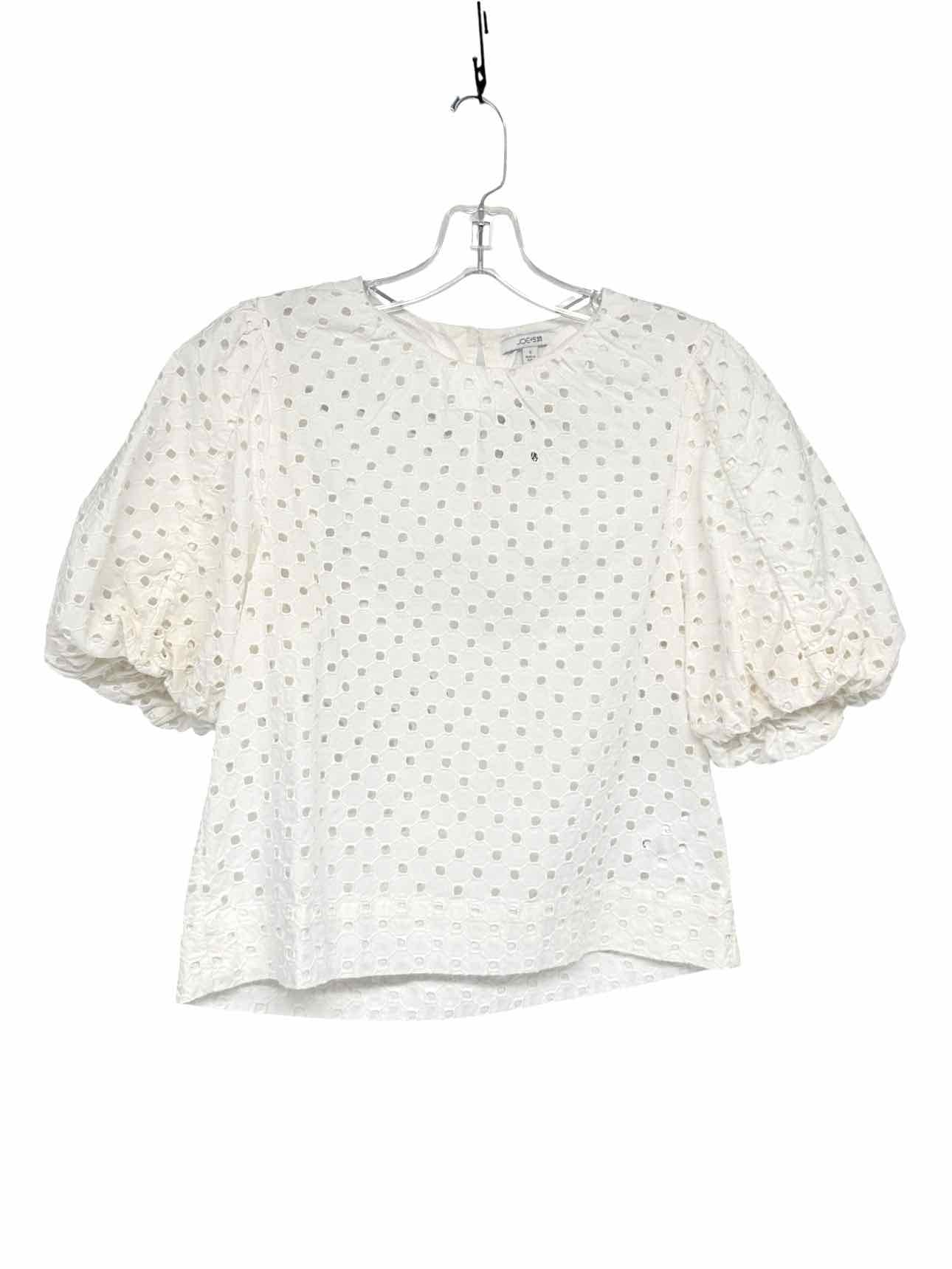 Joe's Jeans White Lorraine Puff Sleeve Short Sleeve Top Size S