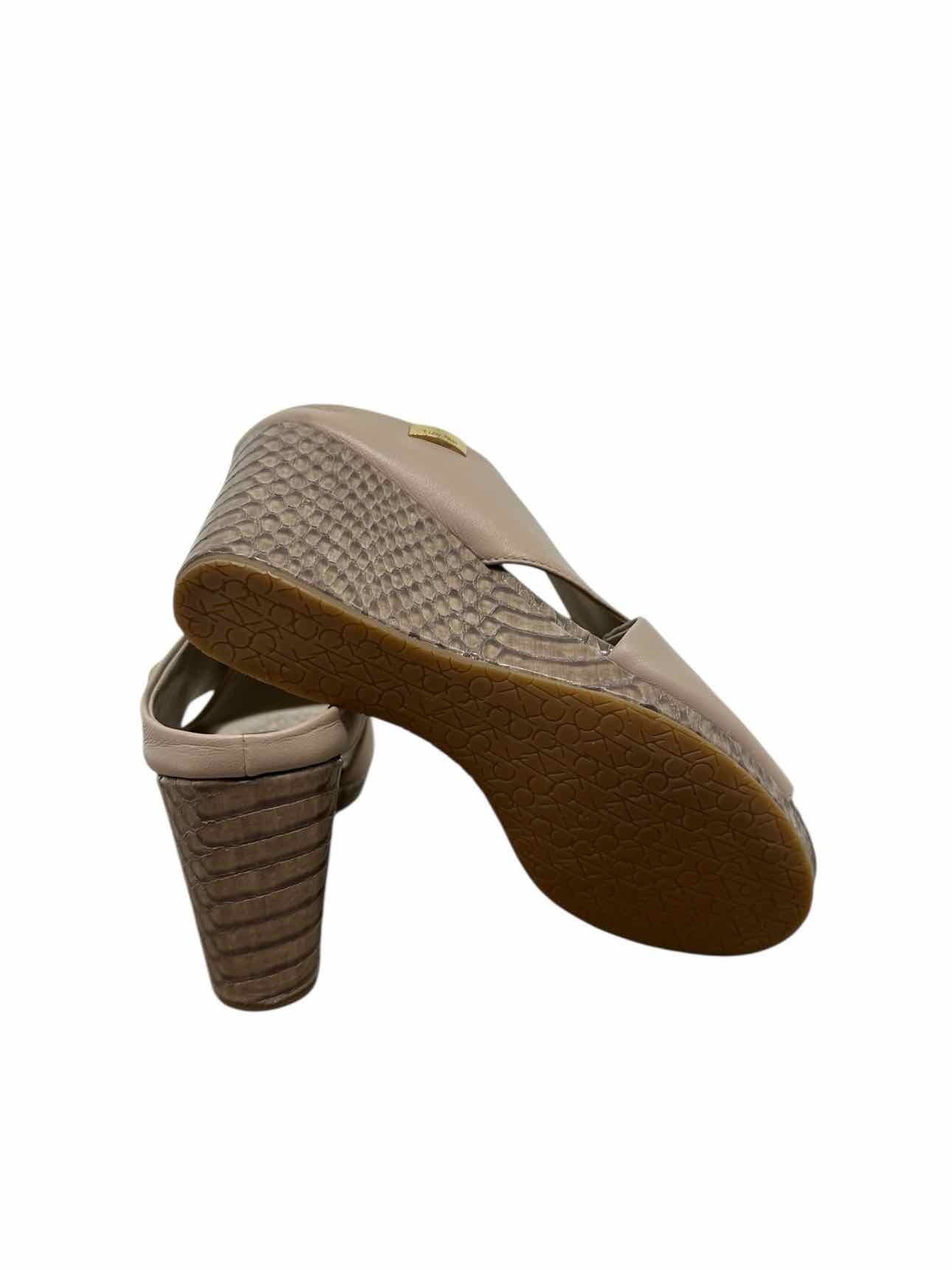 Calvin Klein Beige Wedge Sandals Shoe Size 6.5 **NEW**