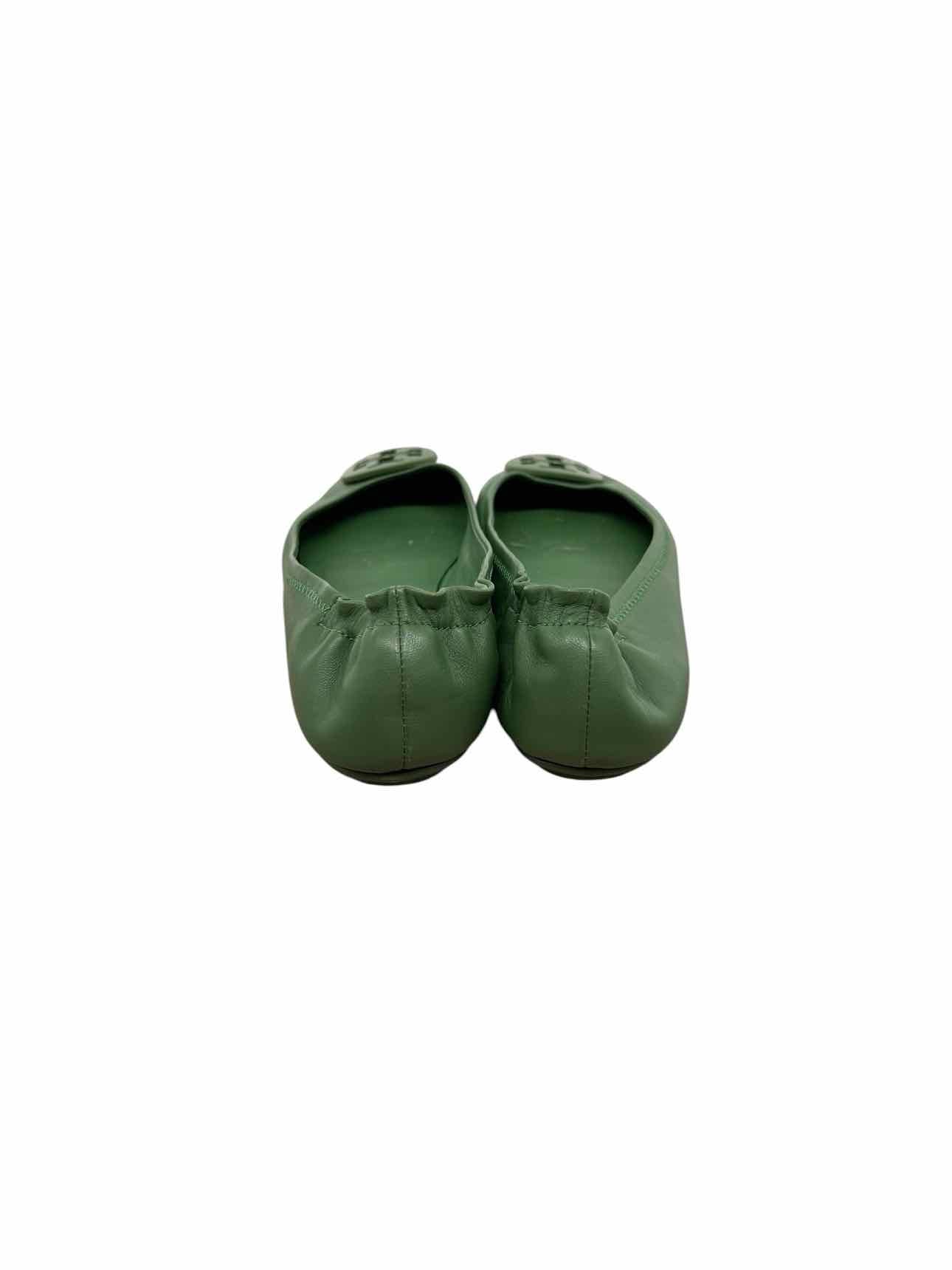 Tory Burch Green Minnie Travel Ballet Flats Shoe Size 7