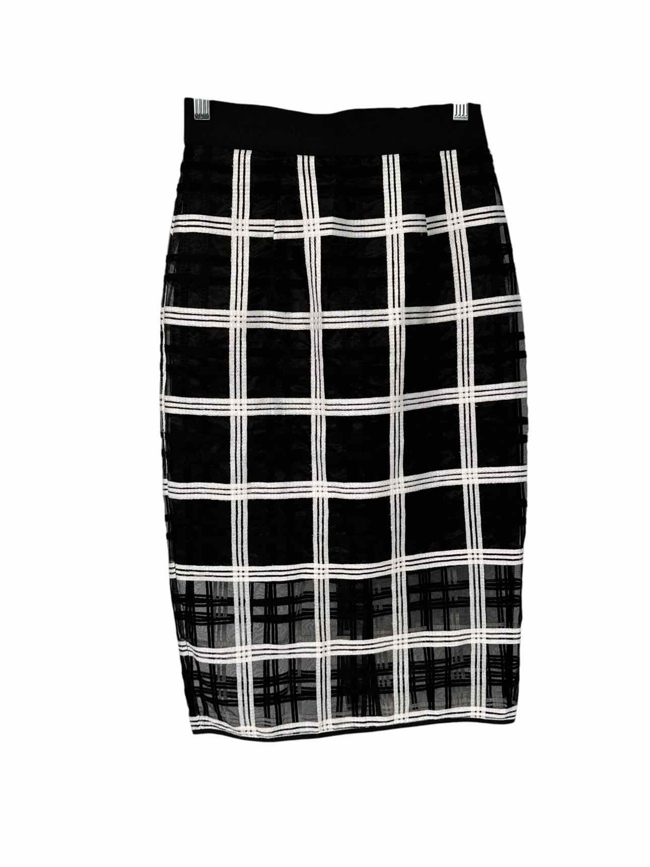 Milly Windowpane Midi Skirt Black/white Size 2 **NEW**