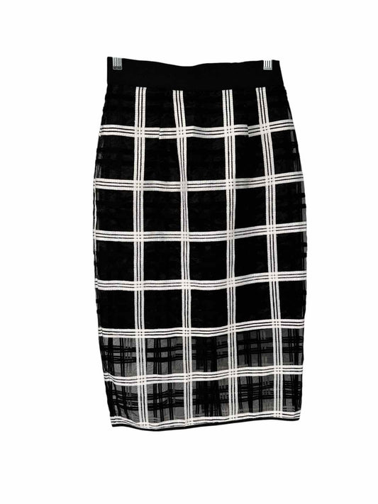Milly Windowpane Midi Skirt Black/white Size 2 **NEW**