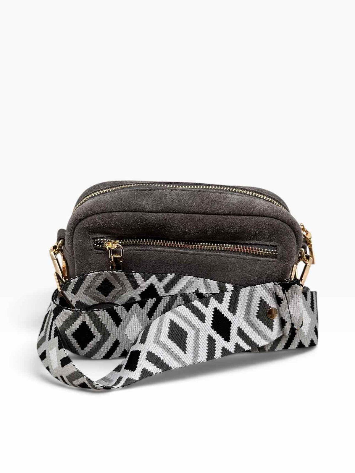 Pom Pom Original Bag Gray Suede Crossbody