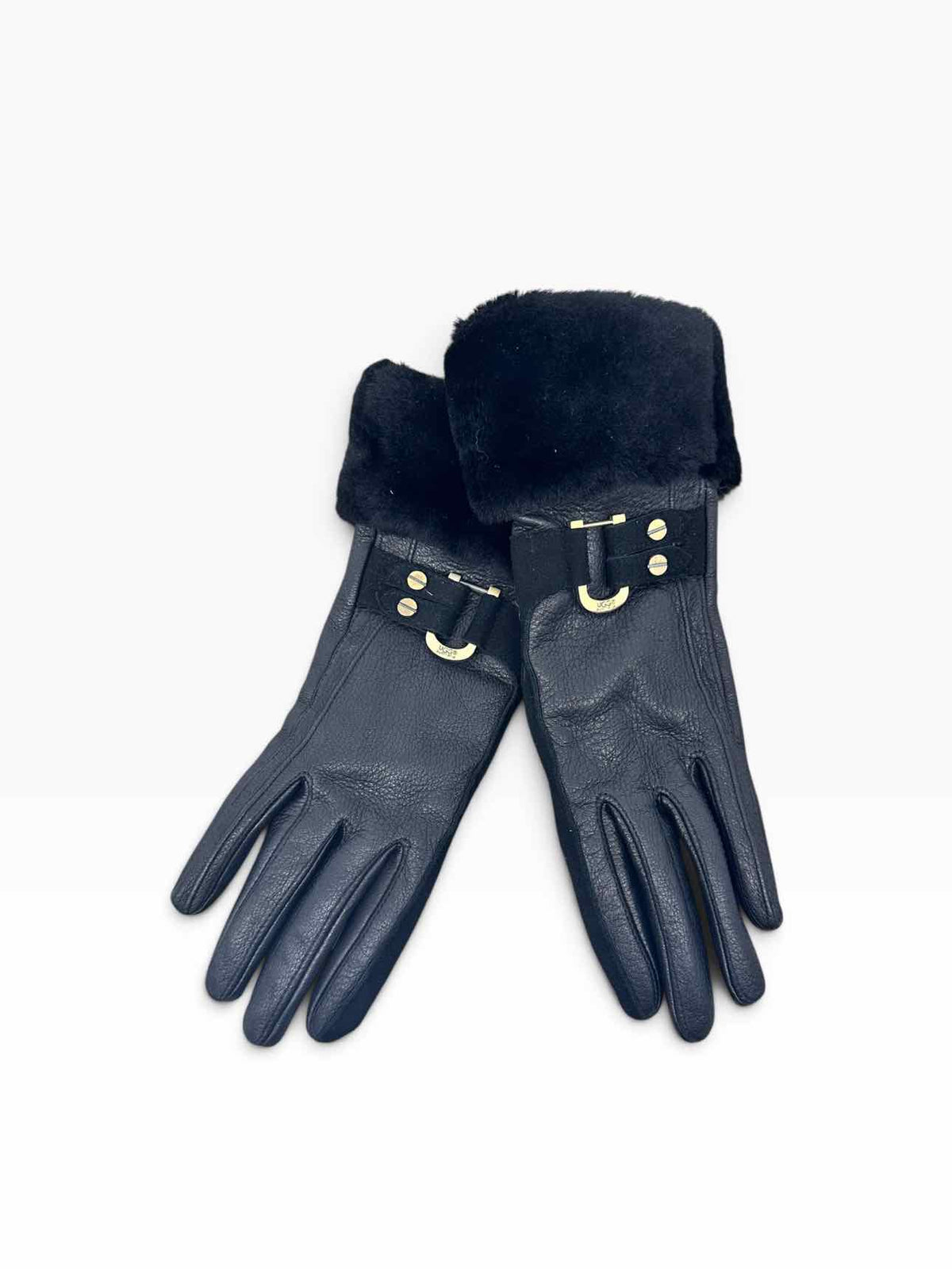 Ugg Black Leather Gloves Size M