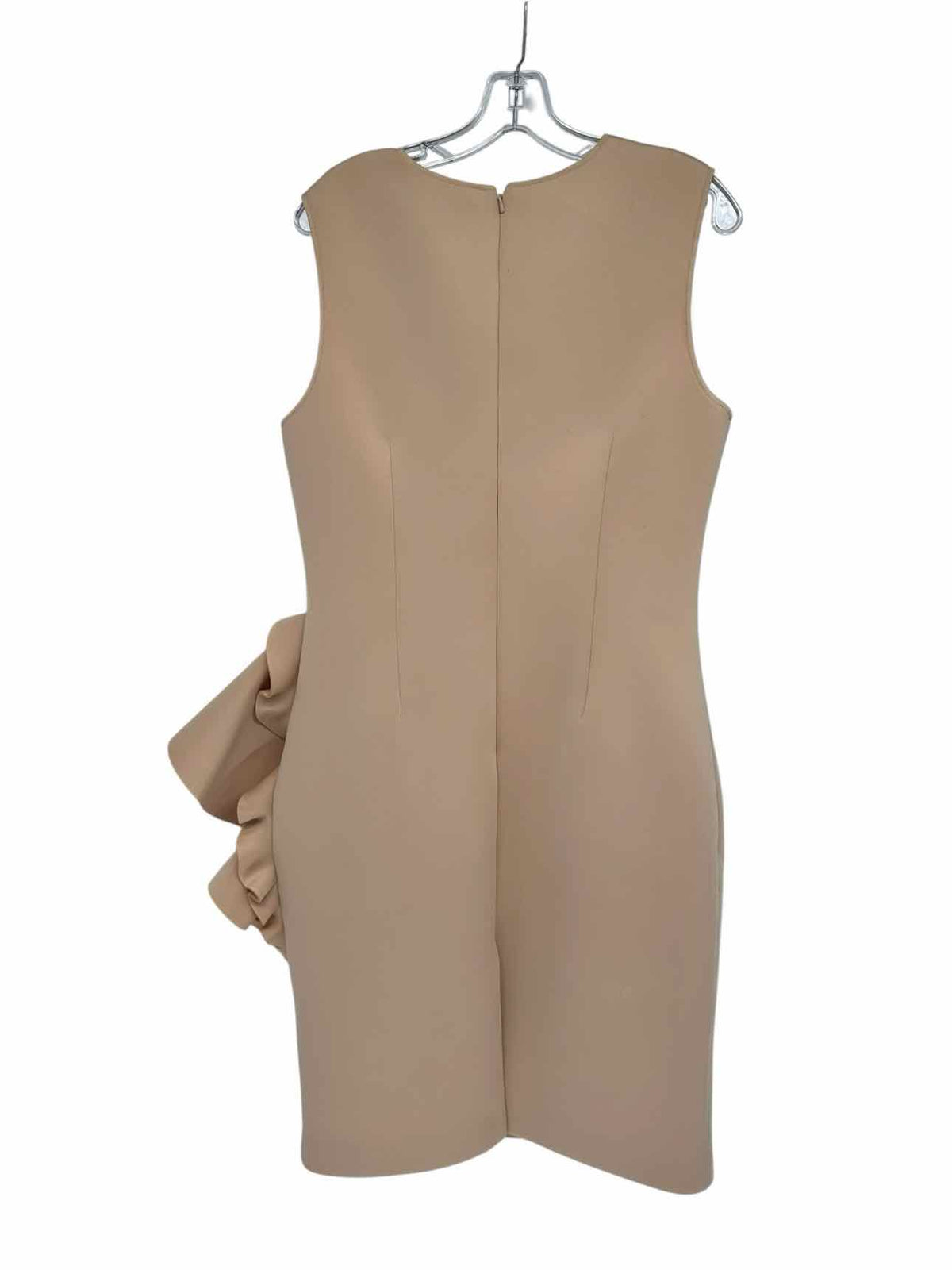 Nero by Jatin Varma Ruffled Sheath Tan Sleeveless Dress Size 12