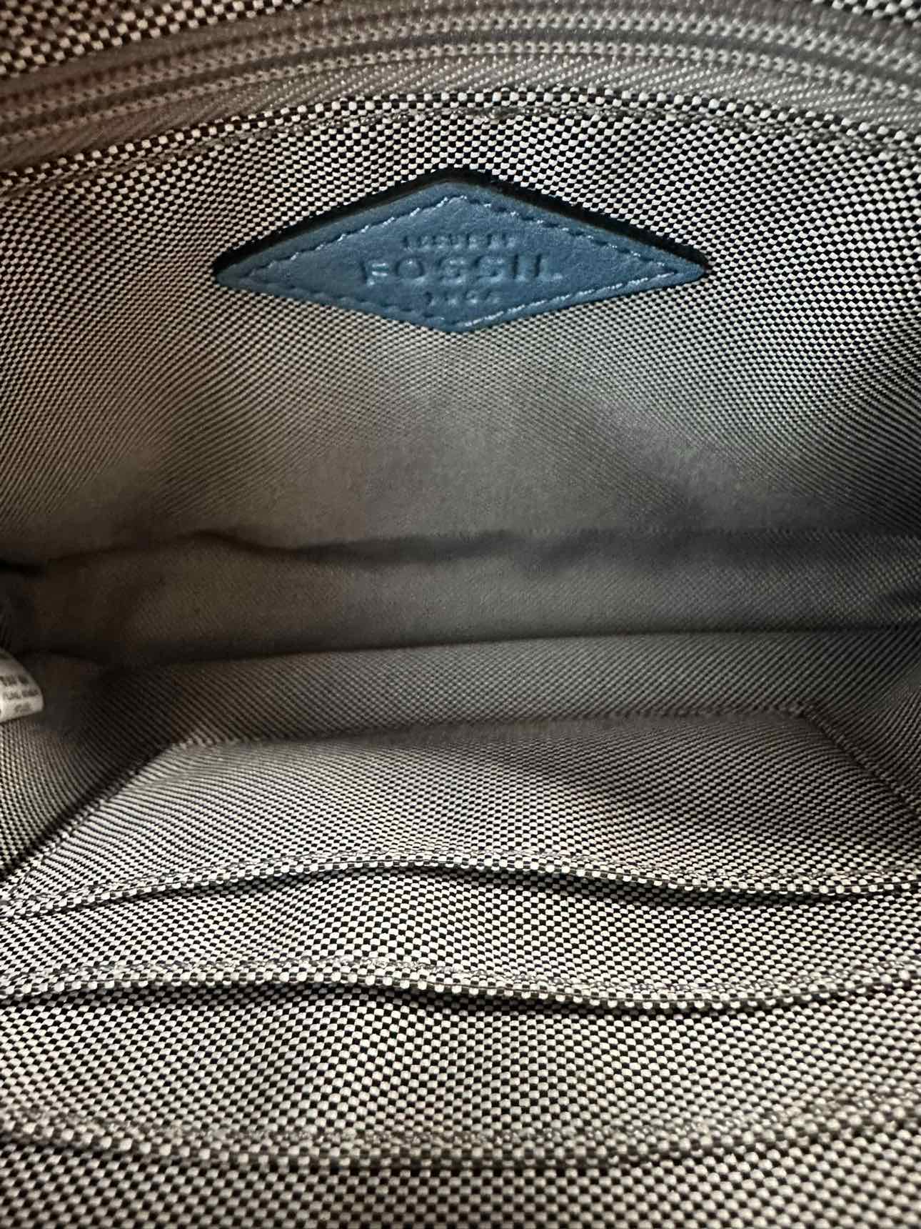 Fossil Blue Leather Crossbody