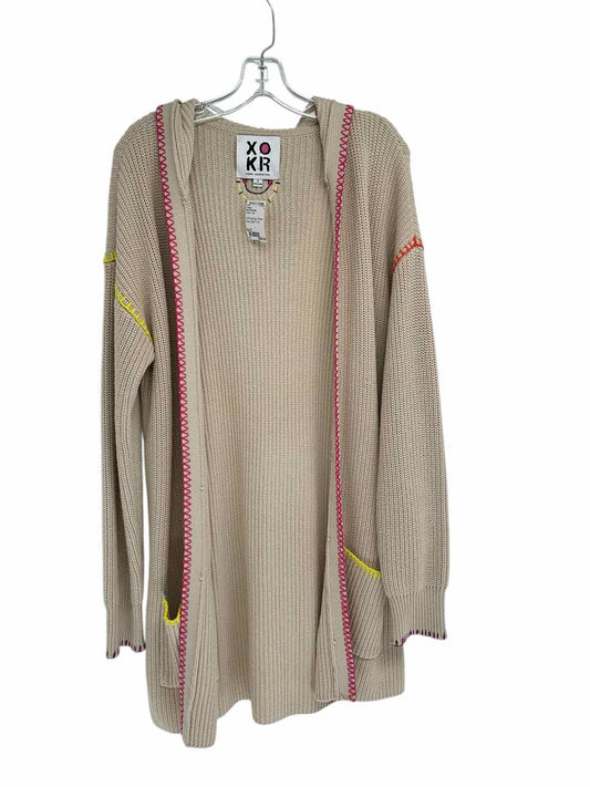 Kerri Rosenthal Anthropology Smiley Face Open Front Cream Cardigan Size S