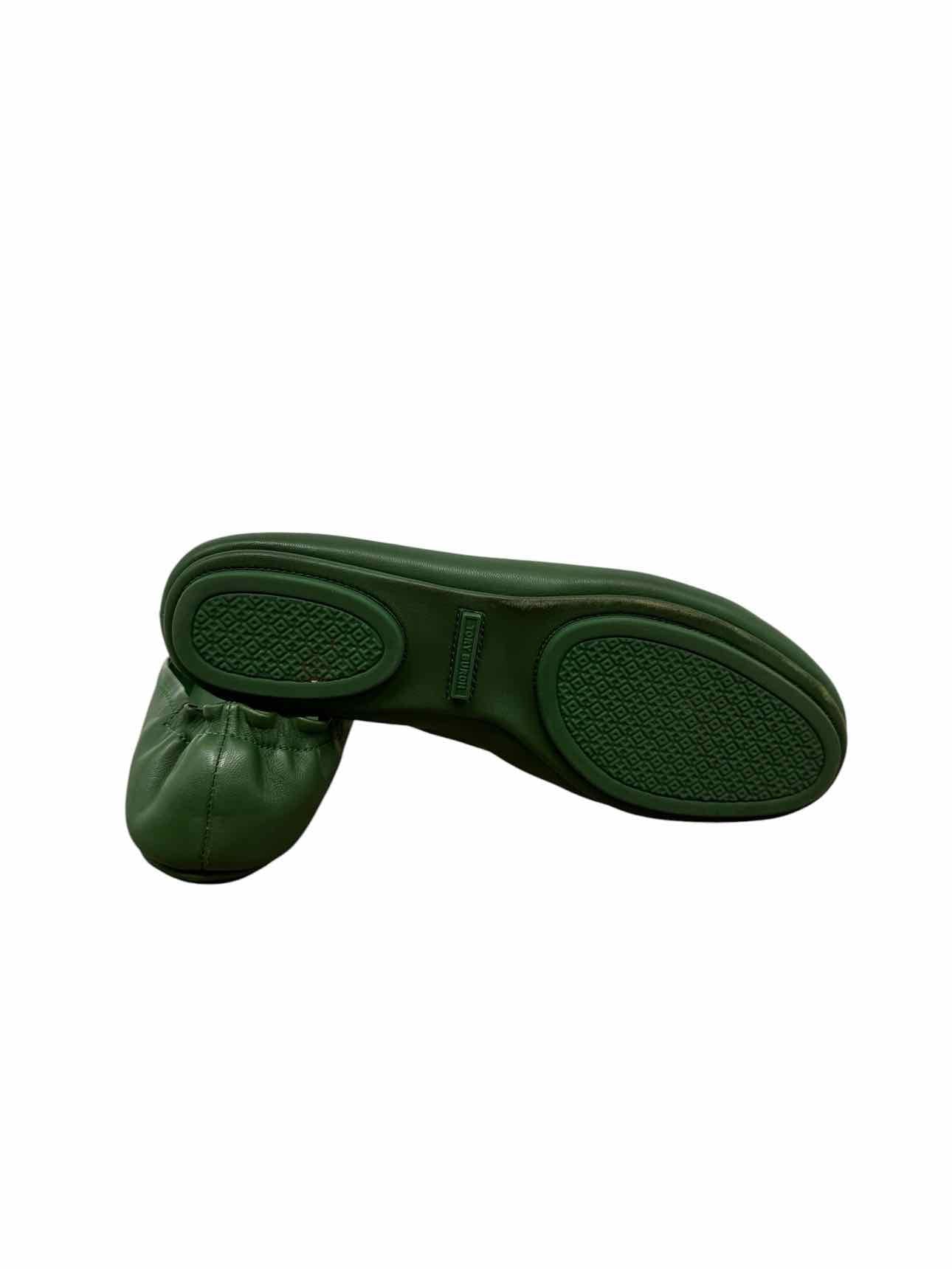 Tory Burch Green Minnie Travel Ballet Flats Shoe Size 7