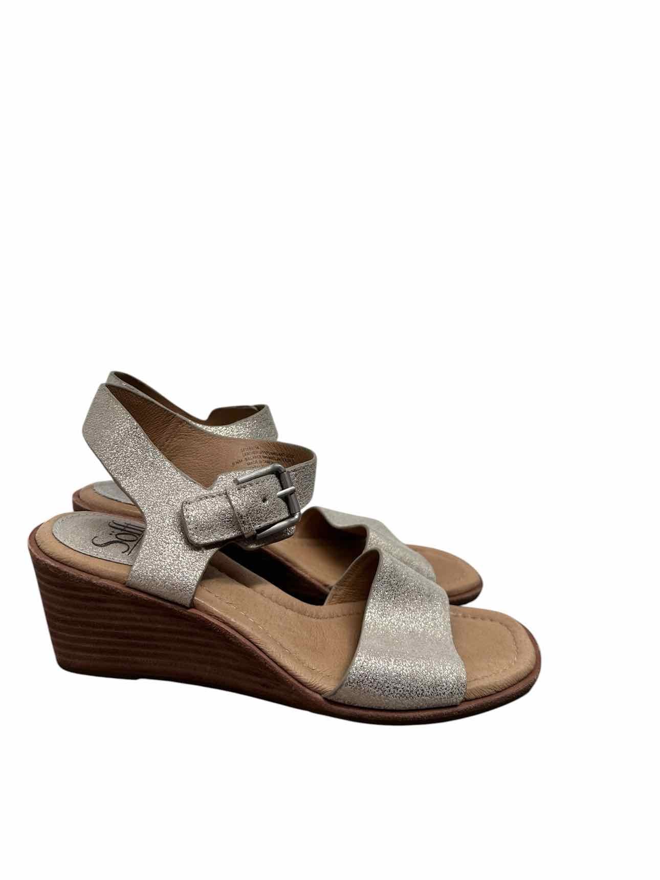 Sofft Khell Wedge Gold Sandals Shoe Size 6.5