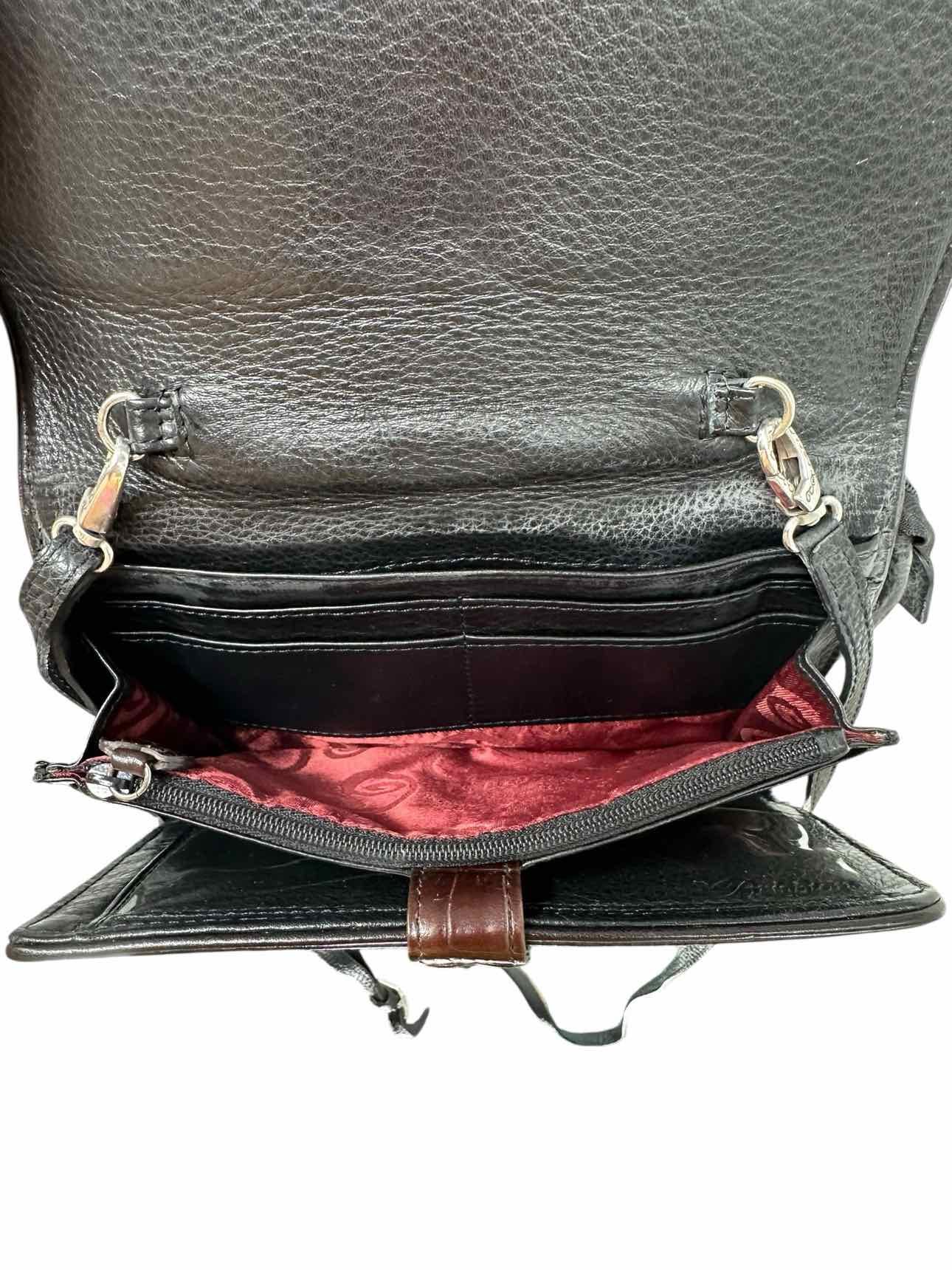 Brighton Nepal Organizer Black Leather Crossbody