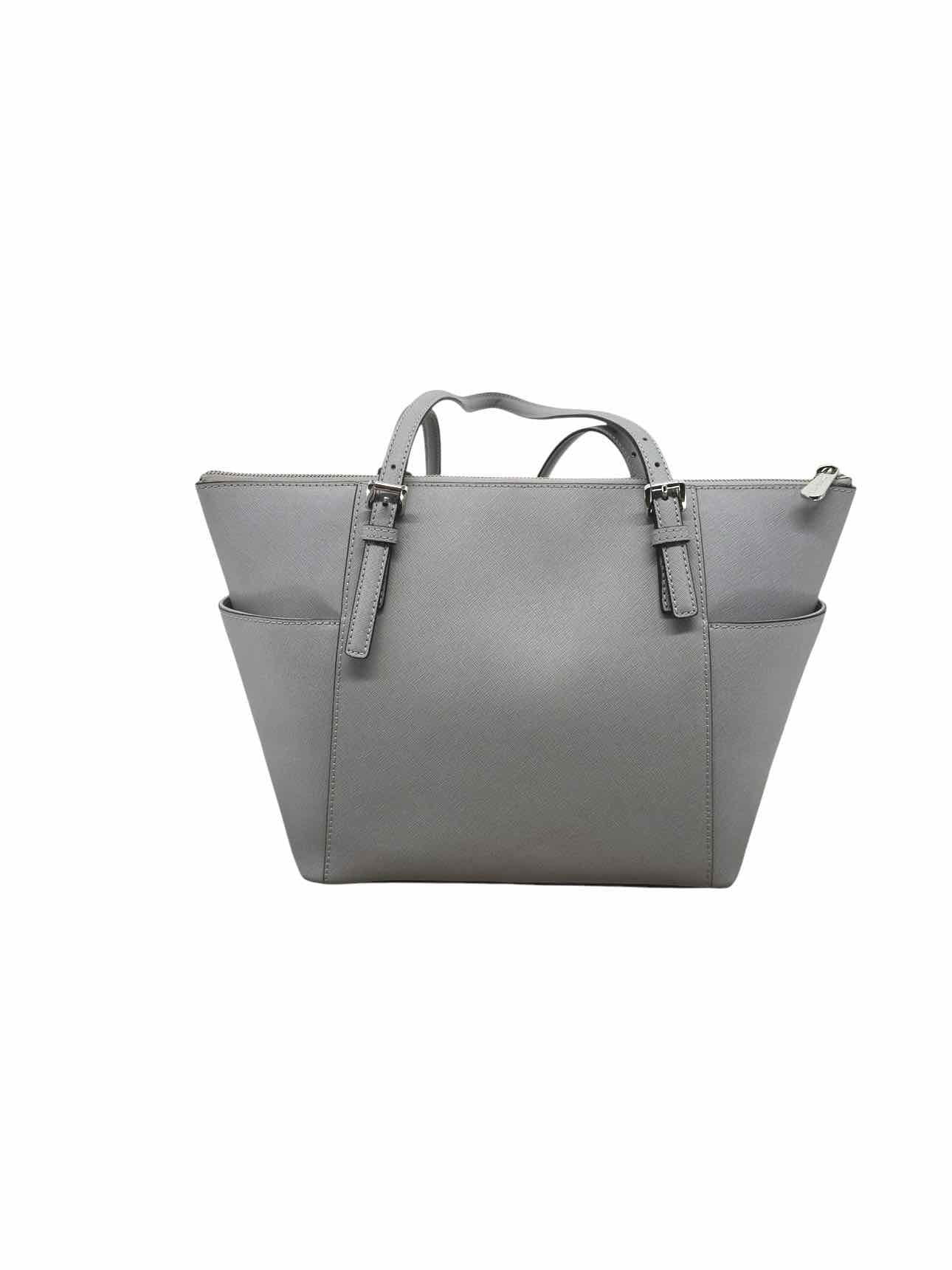 Michael Kors Gray Leather Charlotte Large Zip Top Tote