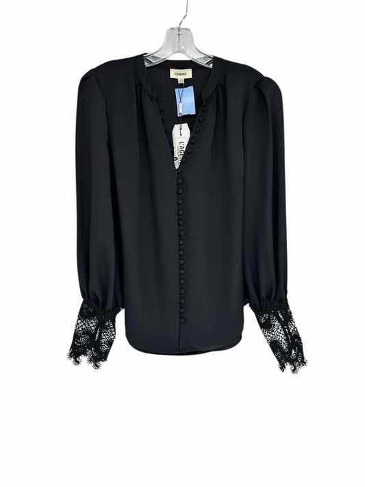 L'Agence Ava Lace Cuff Blouse Black Size M **NEW**
