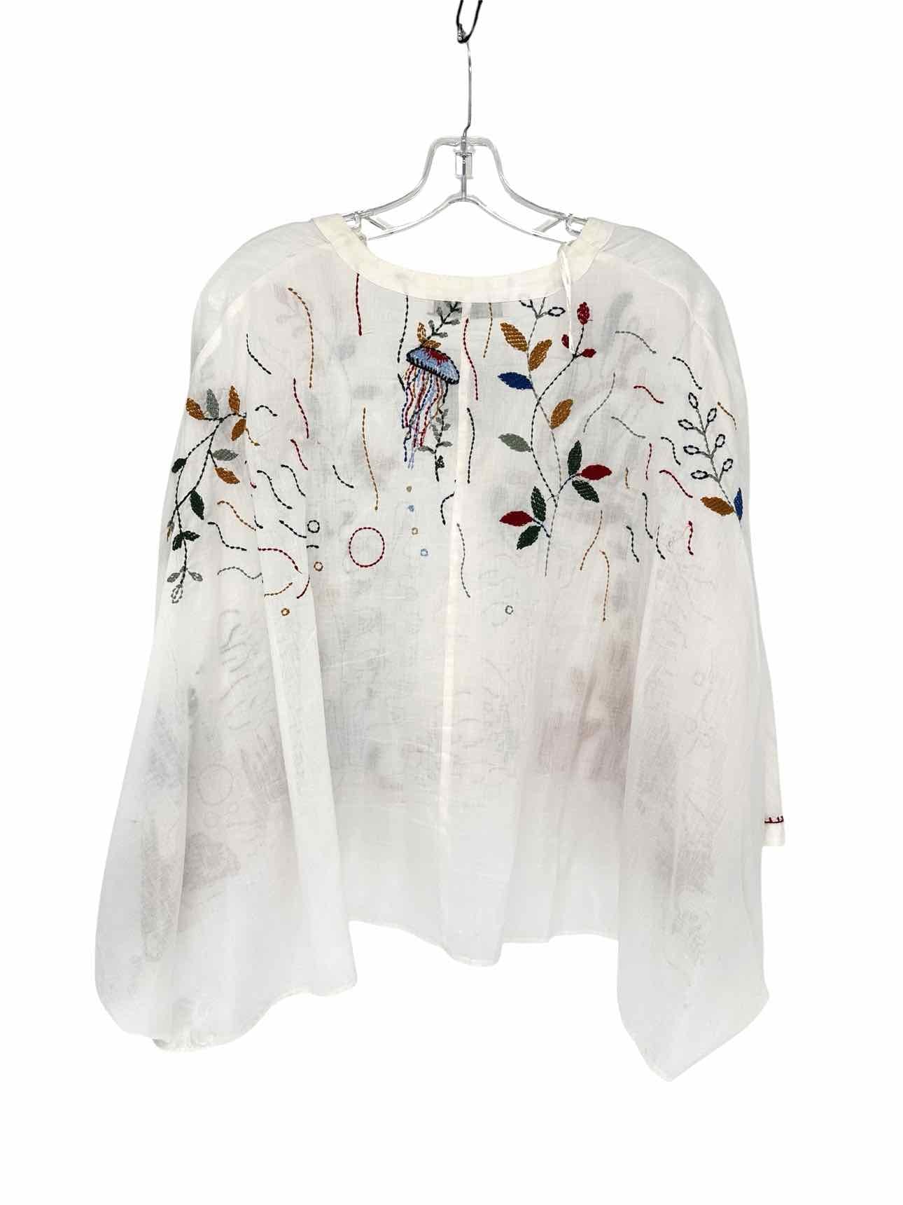 Zara White Size L 3/4 Sleeve Top