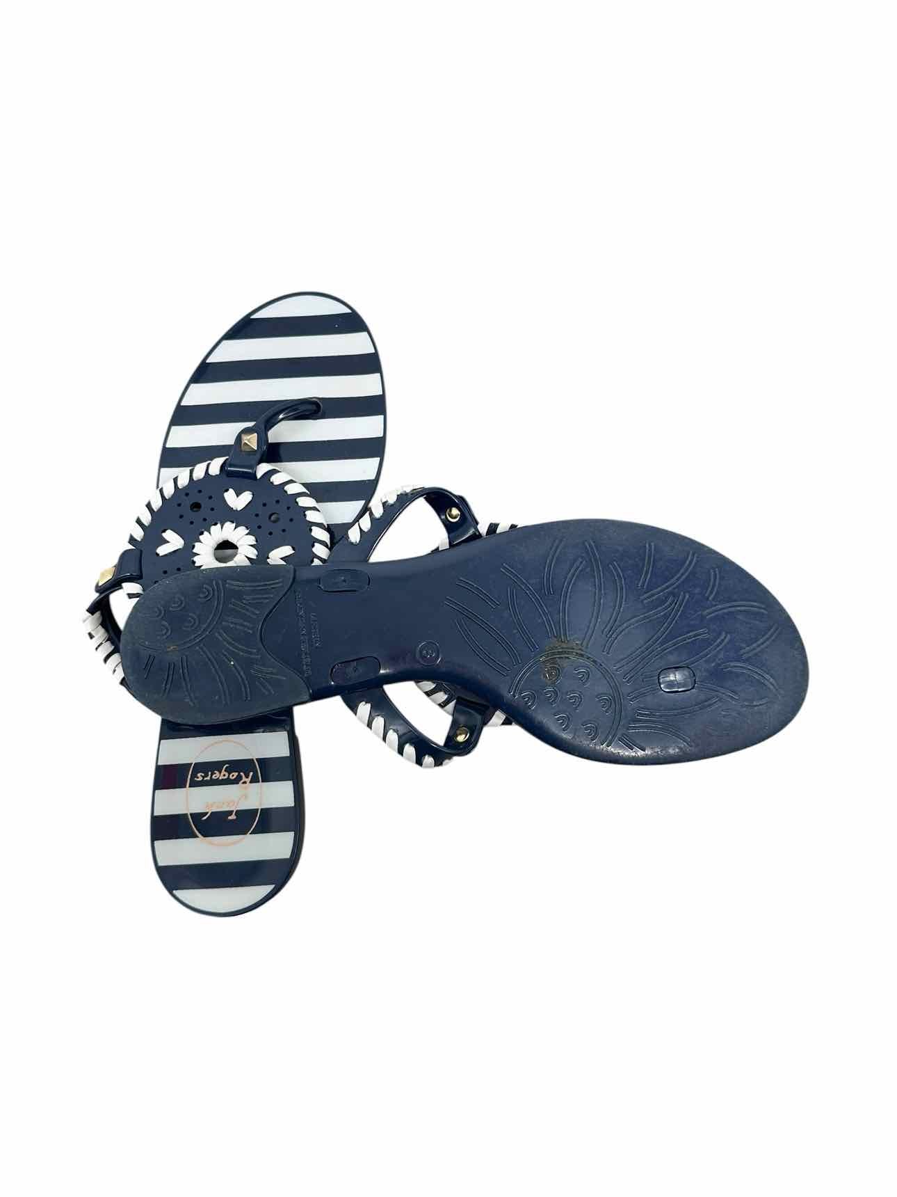 Jack Rogers Georgica Jelly Thong Sandal Navy Shoe Size 8