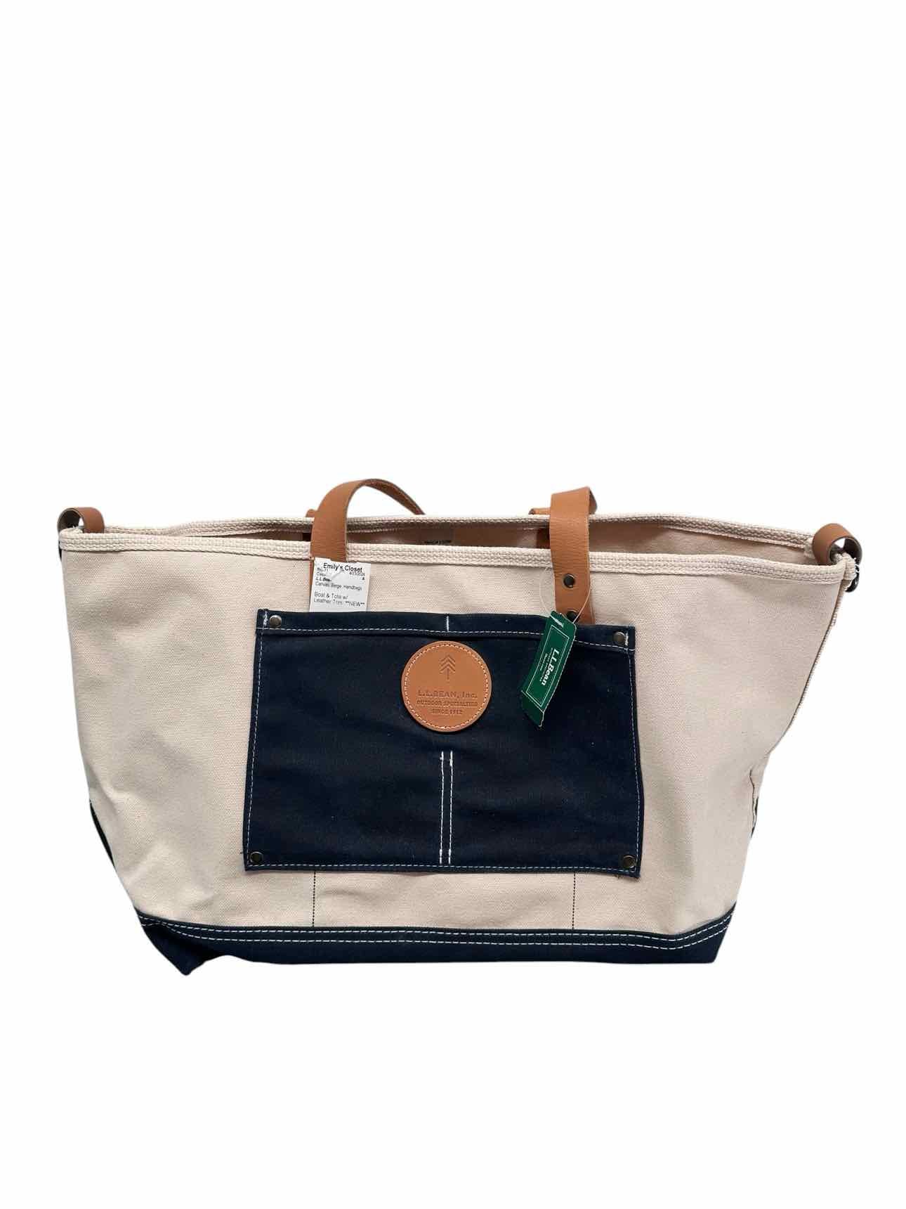L.L.Bean Boat & Tote w/ Leather Trim  **NEW**