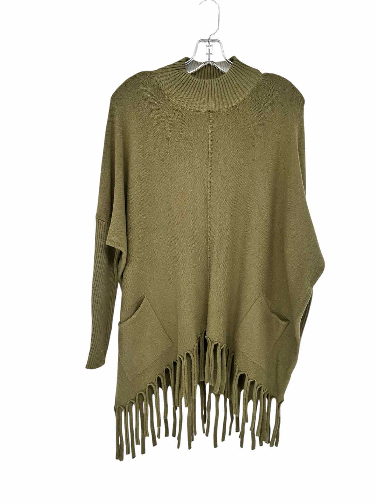 Coco +  Carmen Olive Heavenly Luxe Flowy Mockneck Fringe Sweater Size S/M **NEW**