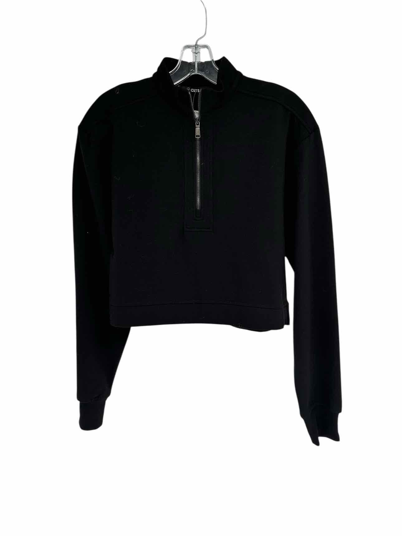 X Cuts Black Cropped Half-Zip Sweatshirt Size S