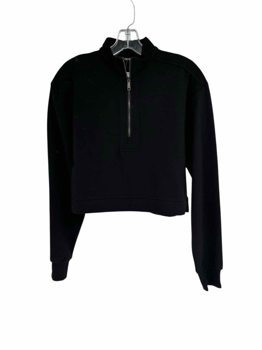 X Cuts Black Cropped Half-Zip Sweatshirt Size S