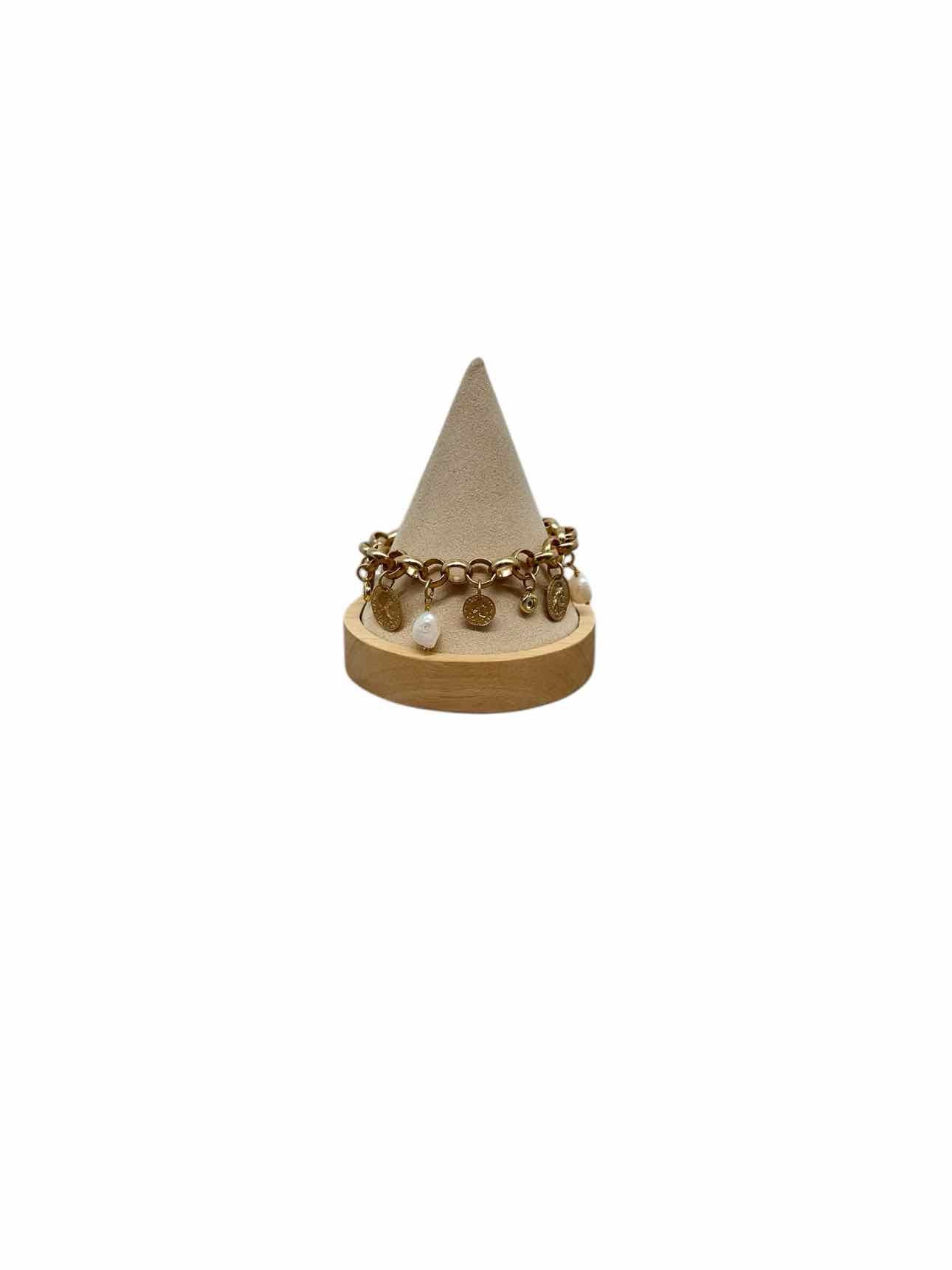 VB & Co. Gold Plated Fresh Water Pearl Charm Bracelet